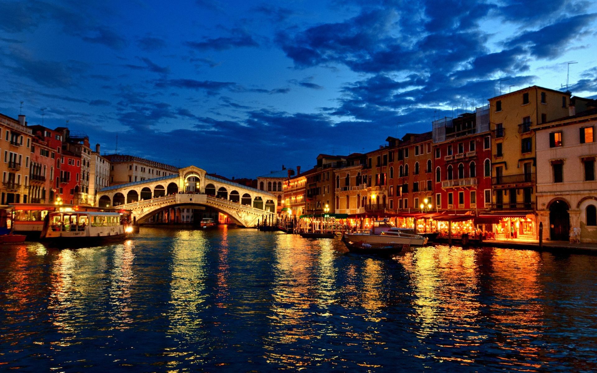 Lights house canal gondola boat night Venice