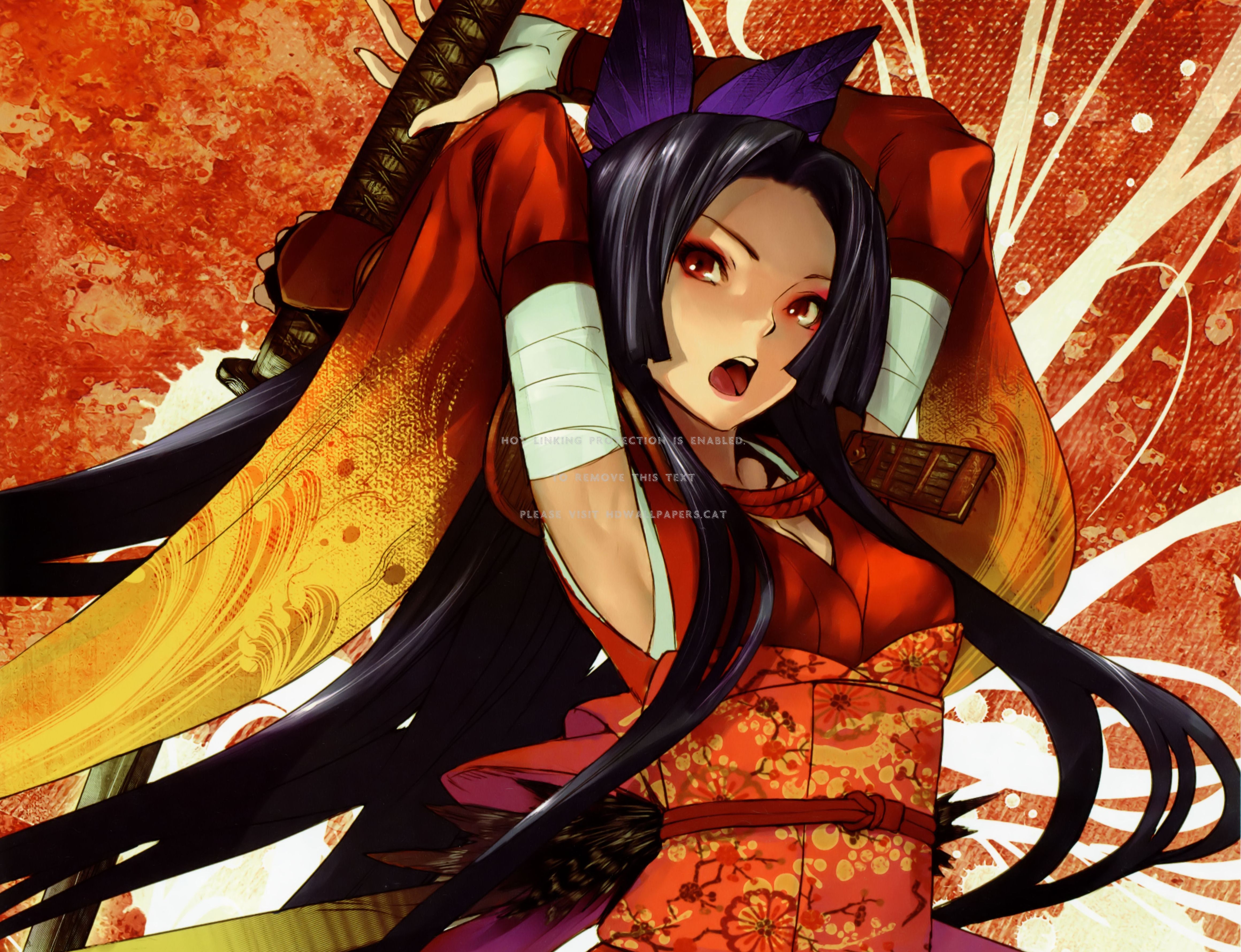 kaorihime red open mouth armpits angry black