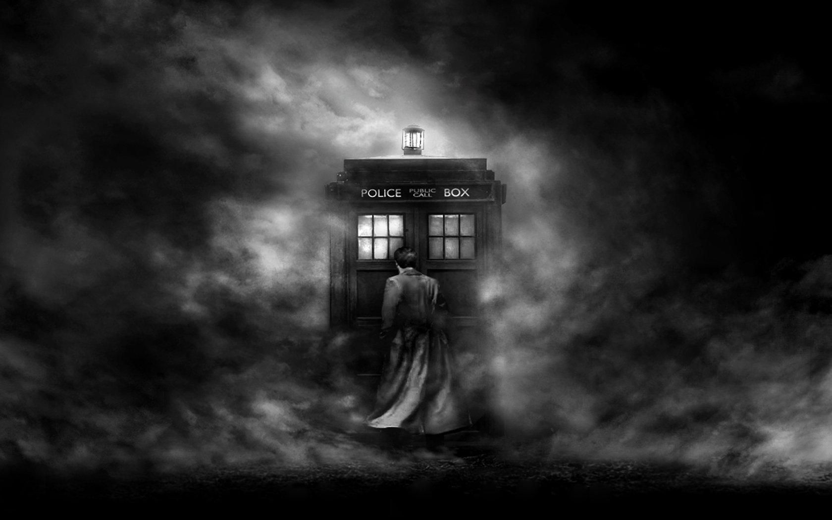 HD Tardis Mist Grayscale Doctor Desktop Photo Wallpaper. Download