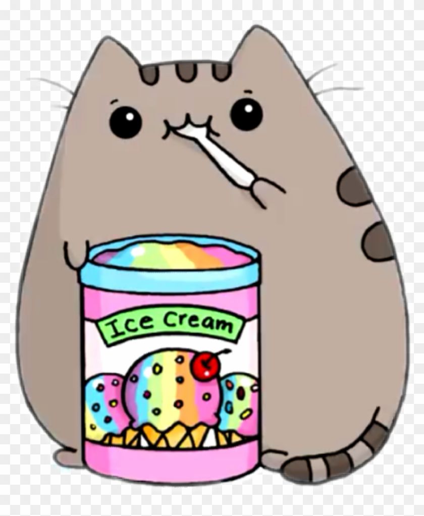Cat, Drawing, Pusheen, Food, Artwork Png Image With Easy