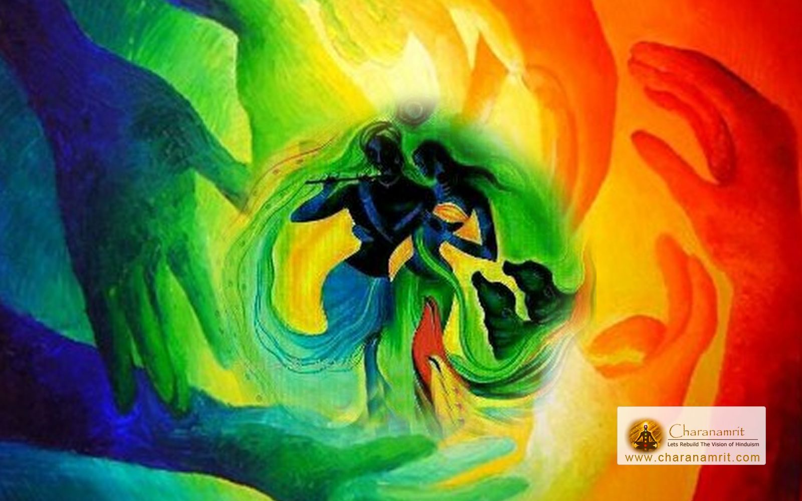 Beautiful Colorful Multicolor Radha and Krishna Holi Wallpaper