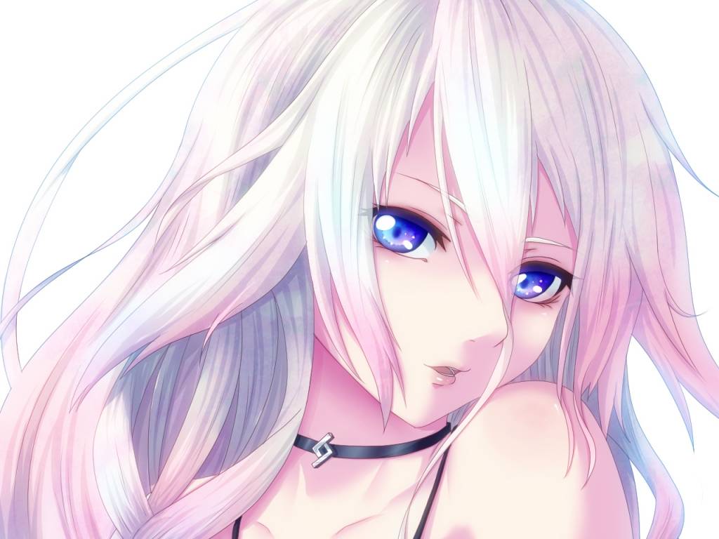 Lexica  Anime girl 18 White Hair red Eye shine eye angel looking at  viewer black clother