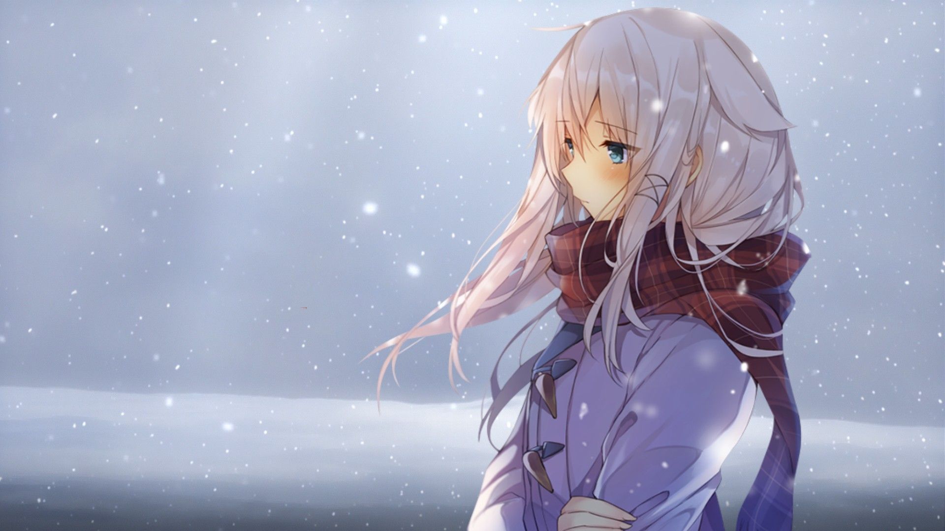 Wallpaper white hair, anime girl, vampire, original desktop wallpaper, hd  image, picture, background, 8ef119