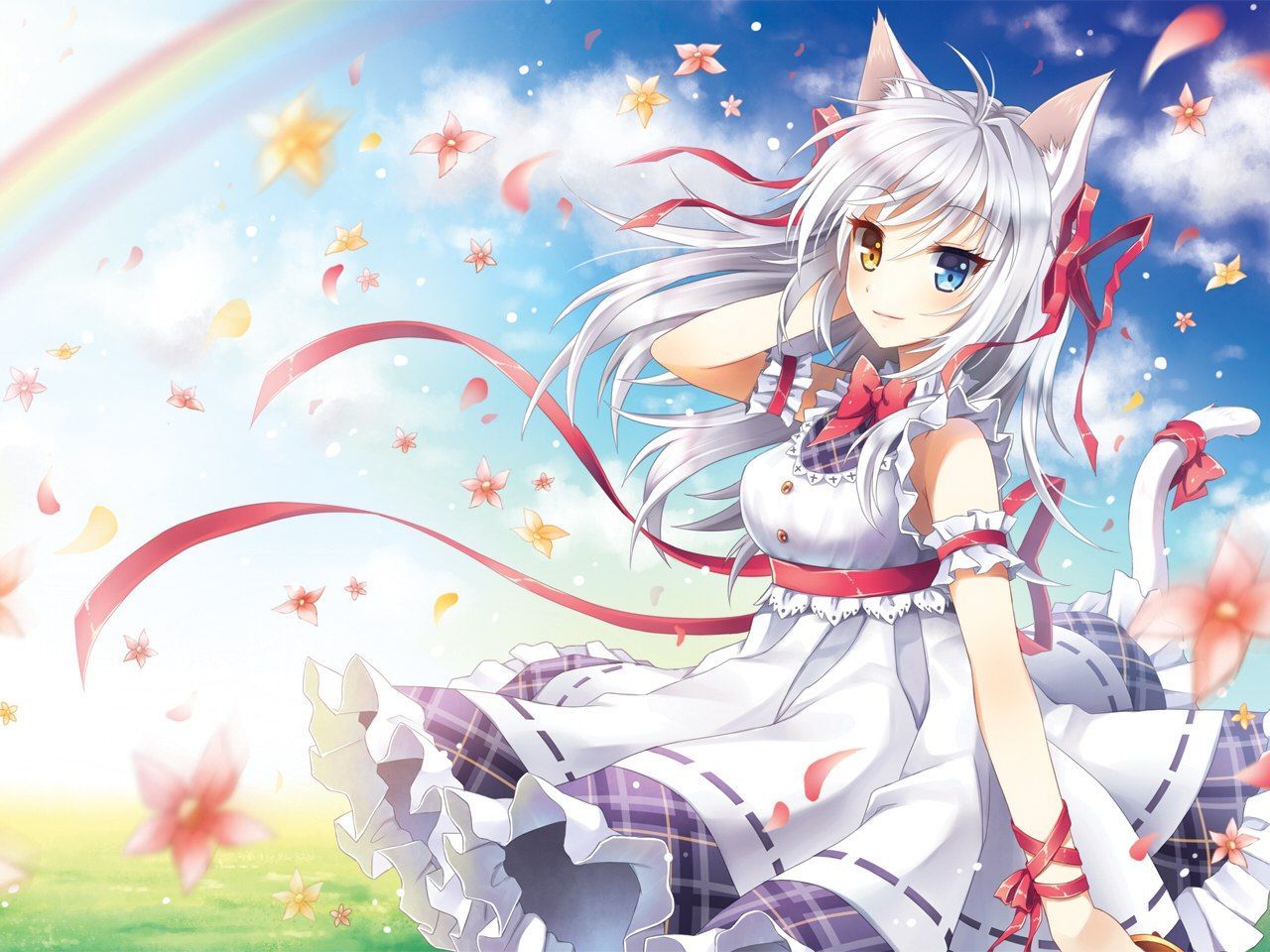 Anime Cat Girl with White Hair Wallpaper Stuff to Buy. Девушка