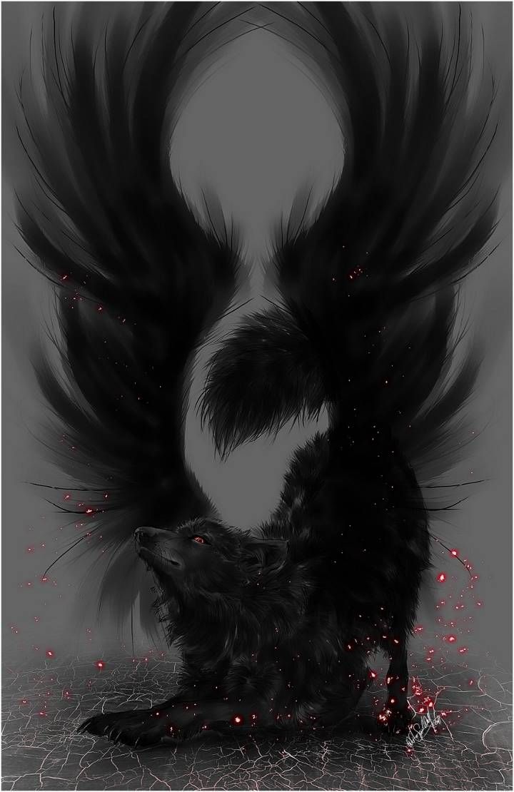 Dark wolf with wings. Anime wolf, Wolf art, Wolf