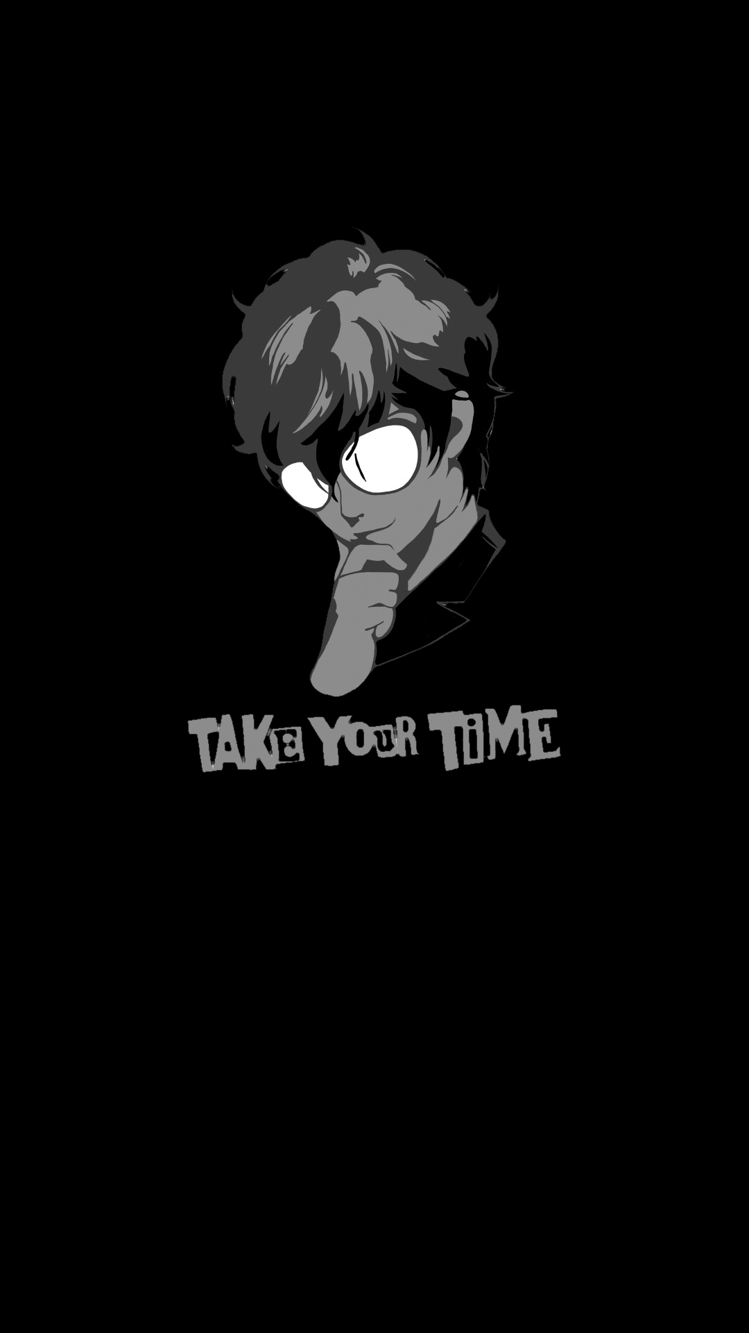Made a simple wallpaper for amoled devices out of the take your time logo and thought i'd share. [1080x1920]. Persona 5 anime, Persona Persona 5 joker