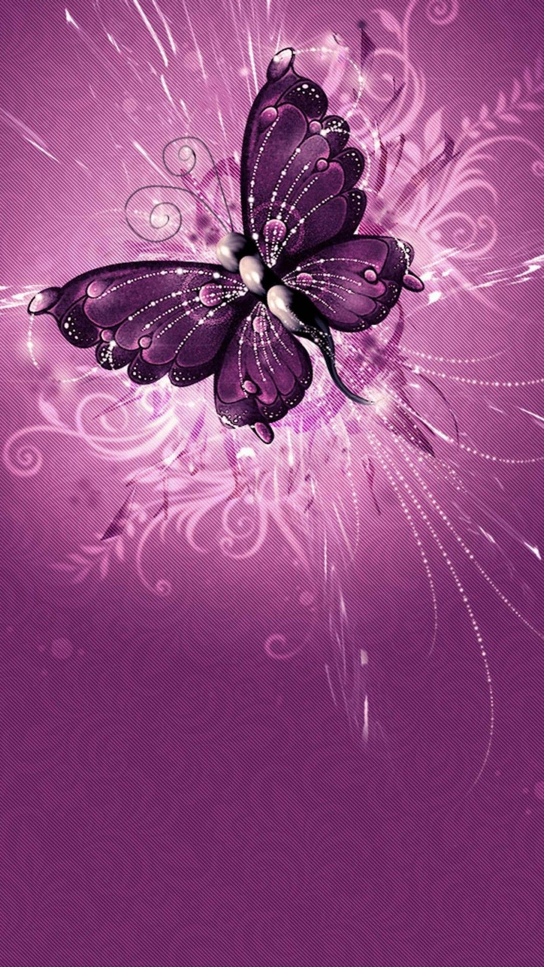 Purple Butterfly Wallpaper For Mobile Android Sparkly