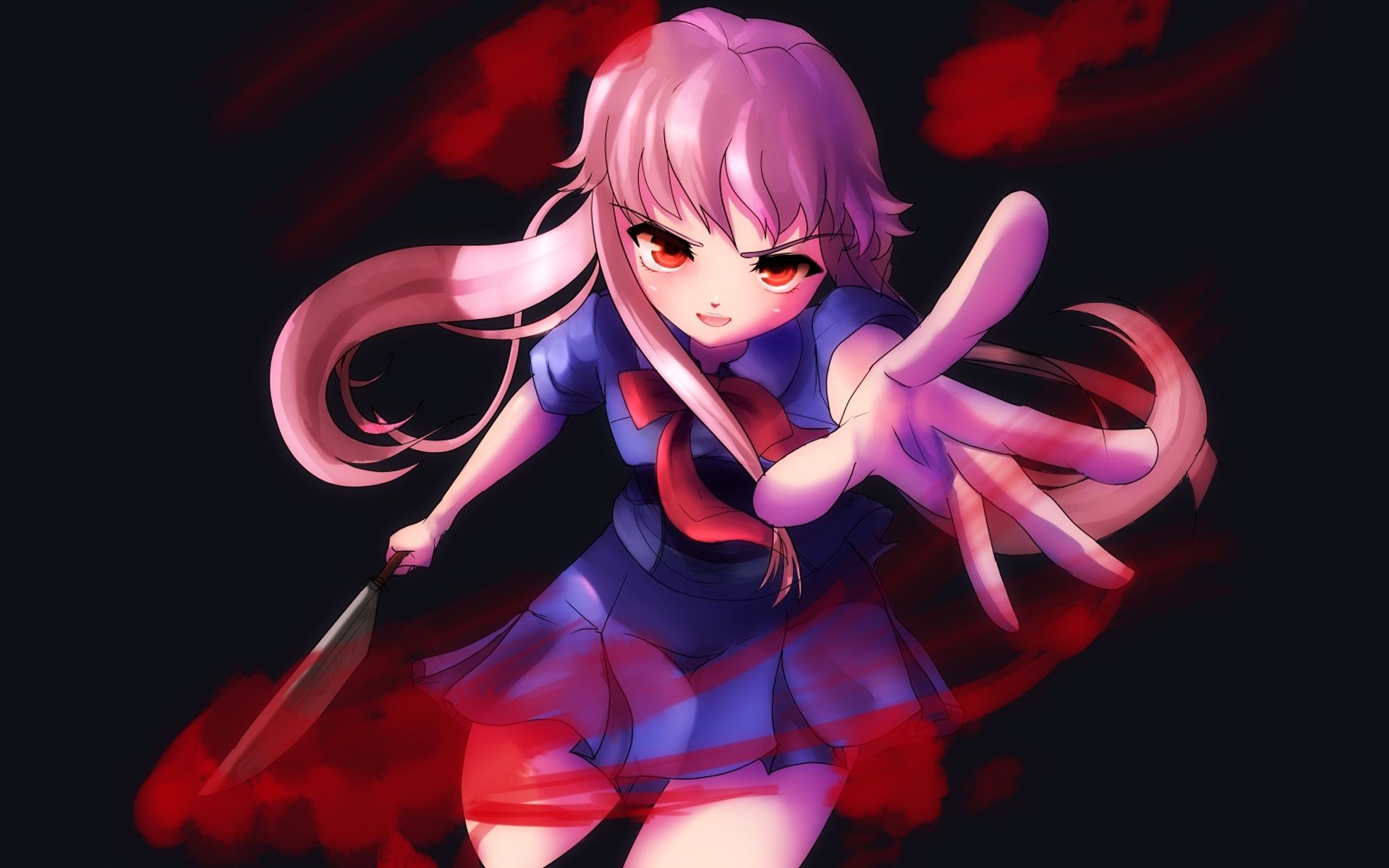 Wallpaper Crazy anime girl, knife, blood 1920x1200 HD Picture, Image