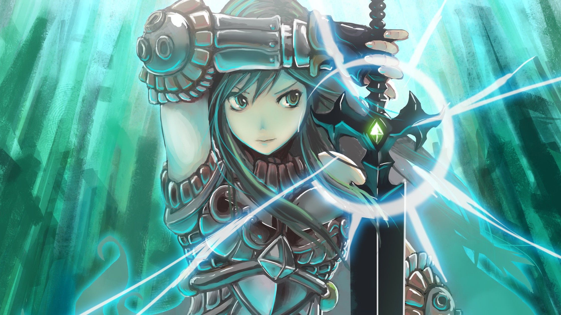 Anime Fantasy Girl Wallpaper Blue Hair Girl Warrior, HD
