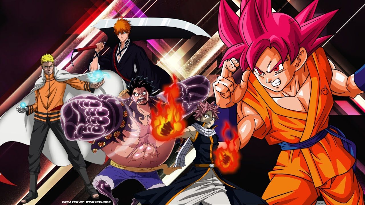 Goku Luffy Natsu Naruto, Download Wallpaper