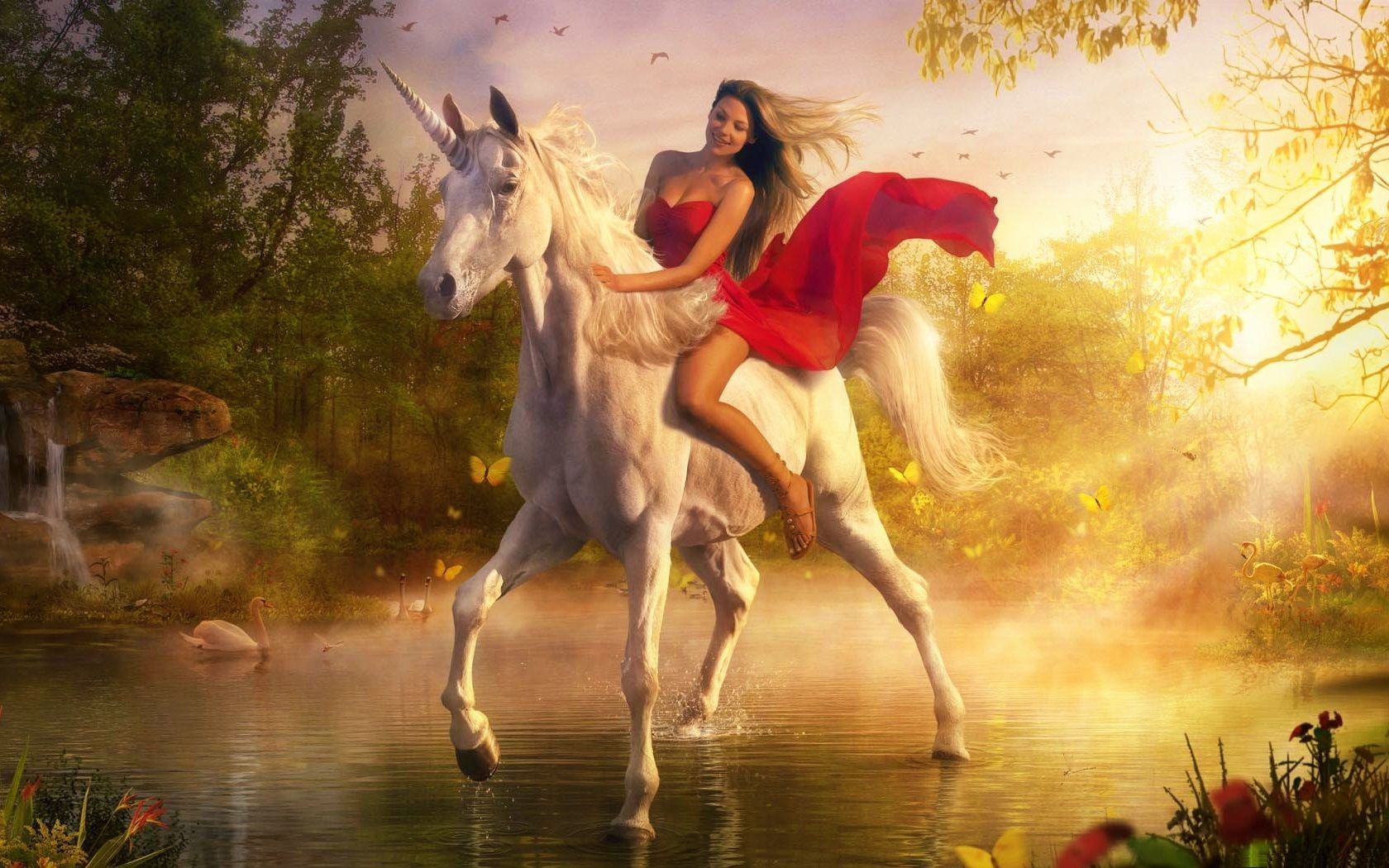 Fantasy Girl Riding Horse HD wallpaper to your desktop