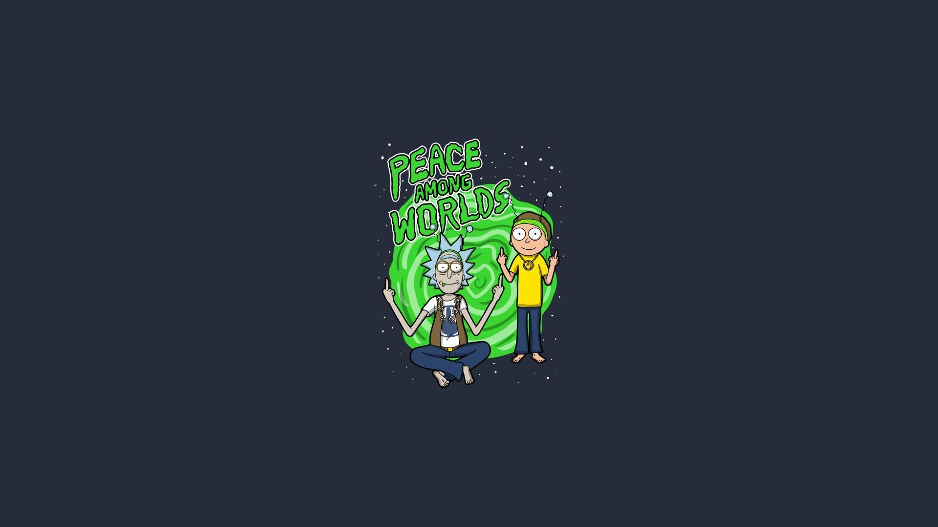 Rick and Morty minimal silhouette synthwave wallpaper 