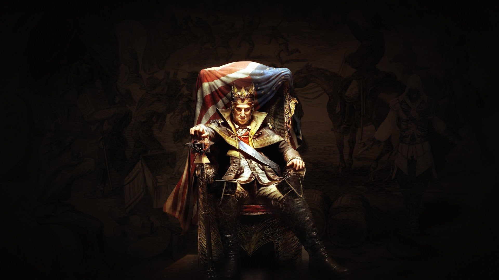 Made a wallpaper of evil George Washington for my desktop, maybe