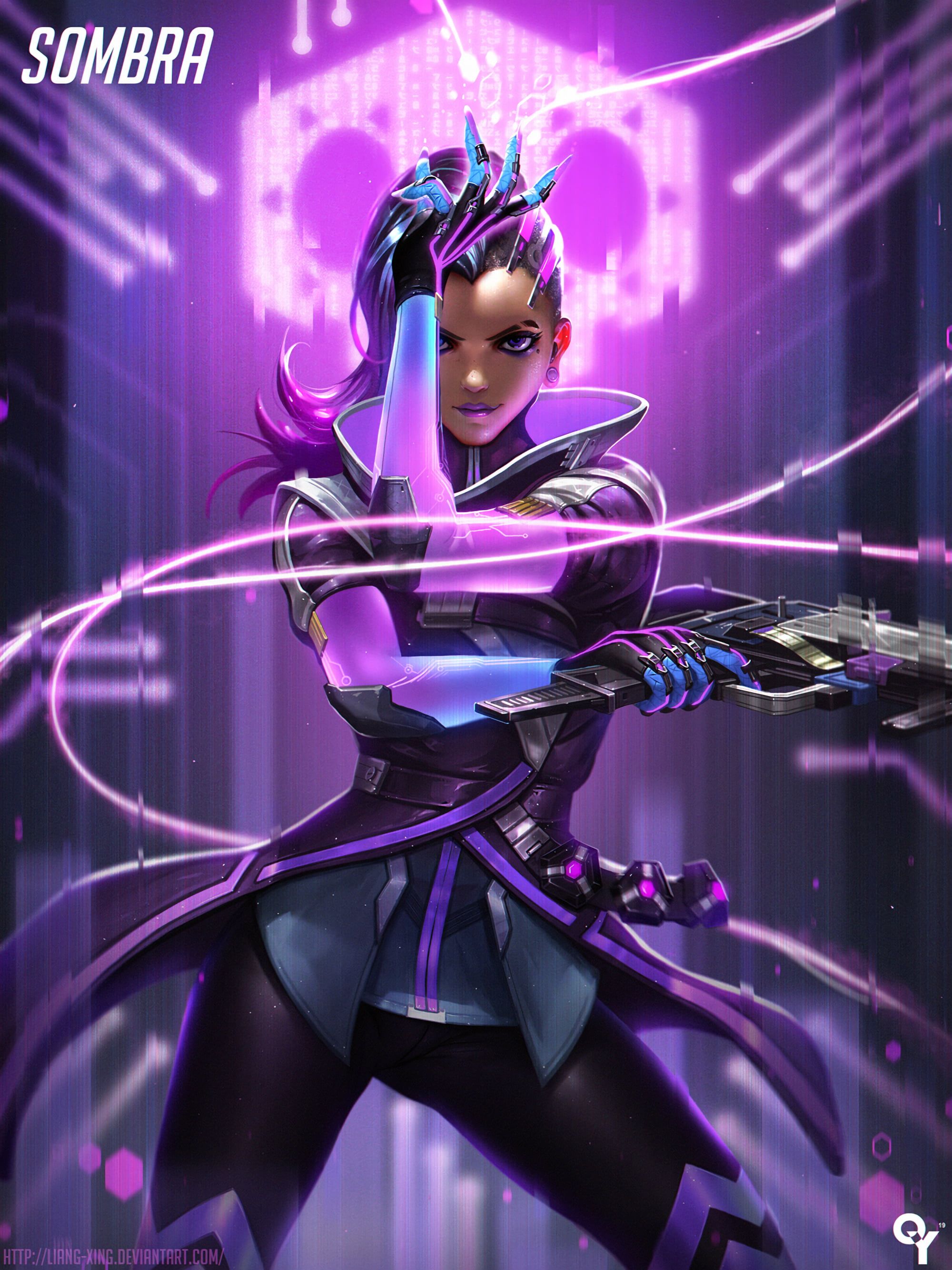 Female character, Overwatch, Sombra (Overwatch), Sombra, pink eyes