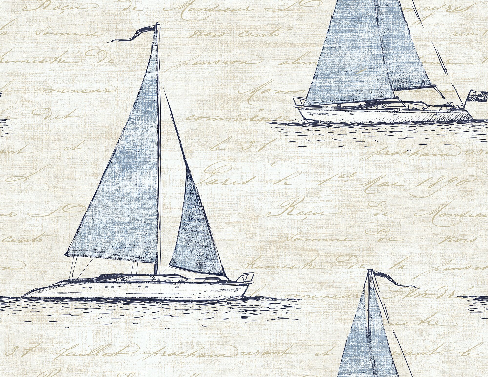 Breakwater Bay Berwick Sail Away 33' L x 20.5” W Texture Wallpaper