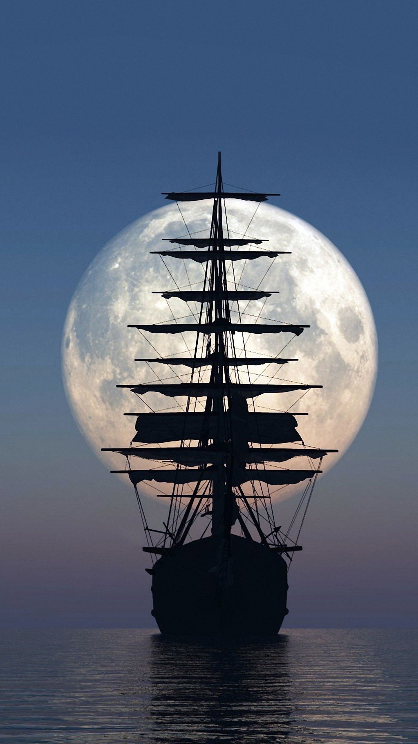 HD 1440x2560 moon boat lg phone wallpaper. Sailing, Tall ships