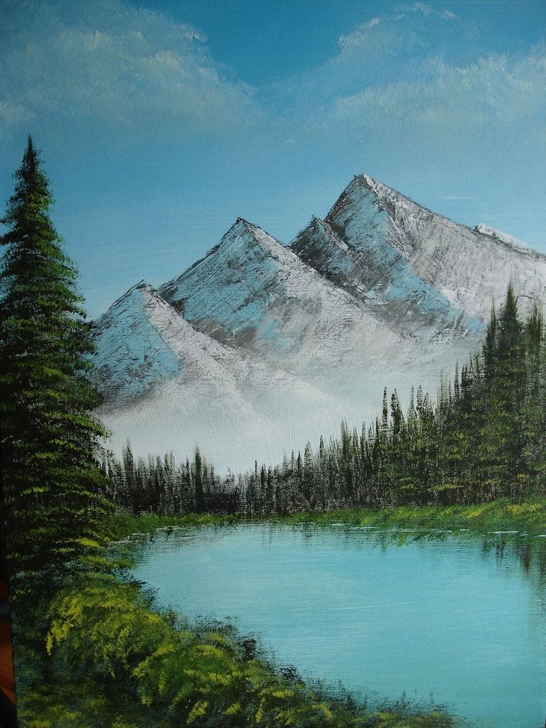 Bob ross painting lakes mountain mountains ocean view HD phone  wallpaper  Peakpx