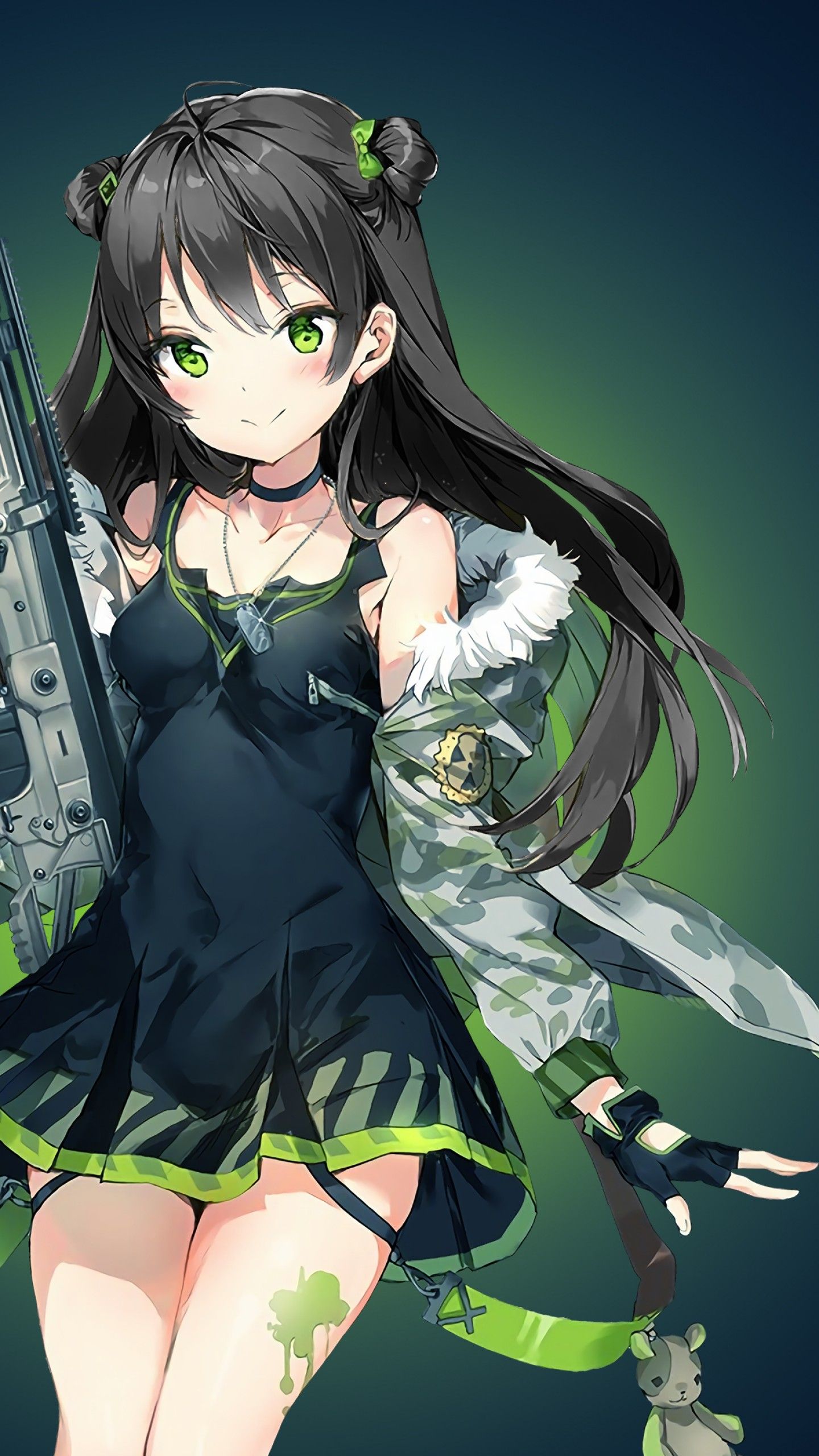 Wallpapers Anime girl, Green, Girls' Frontline, 4K, Anime,