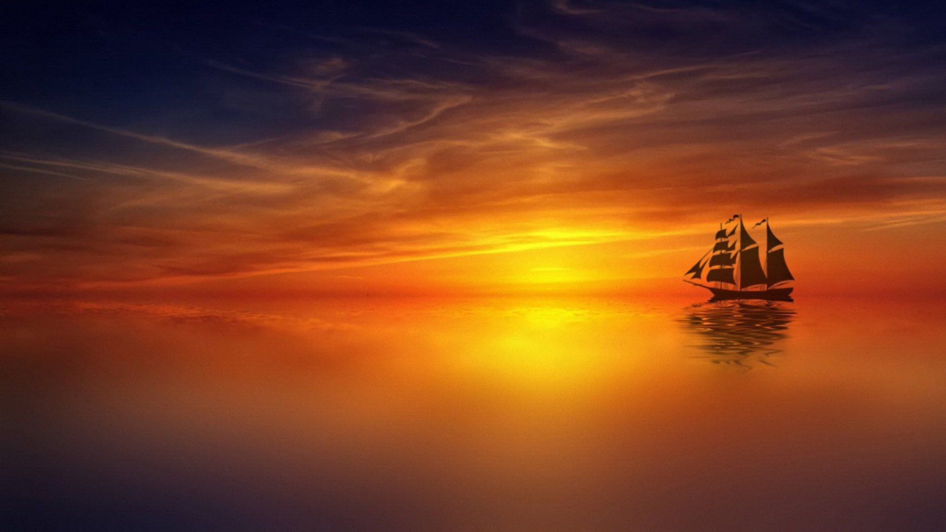 landscape, Nature, Sea, Ocean, Sky, Ship, Sunset, Beauty