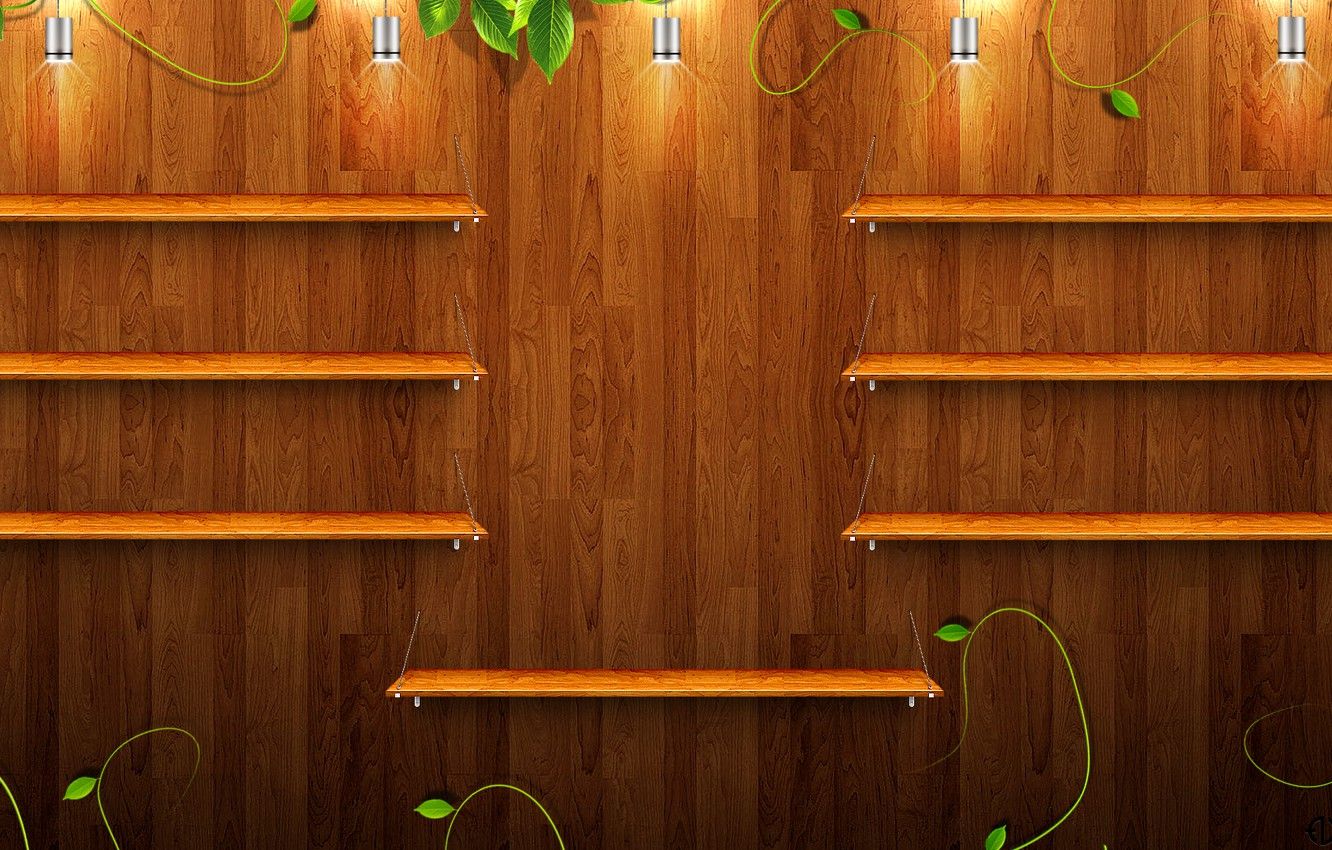 Wallpaper greens, lamp, tree, texture, shelves image for desktop
