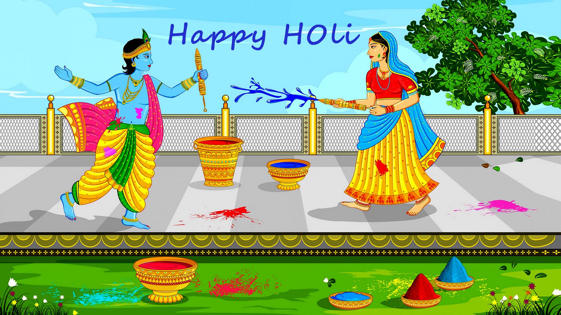 Radha Krishna HD Holi Wallpaper For Desktop Krishna Happy