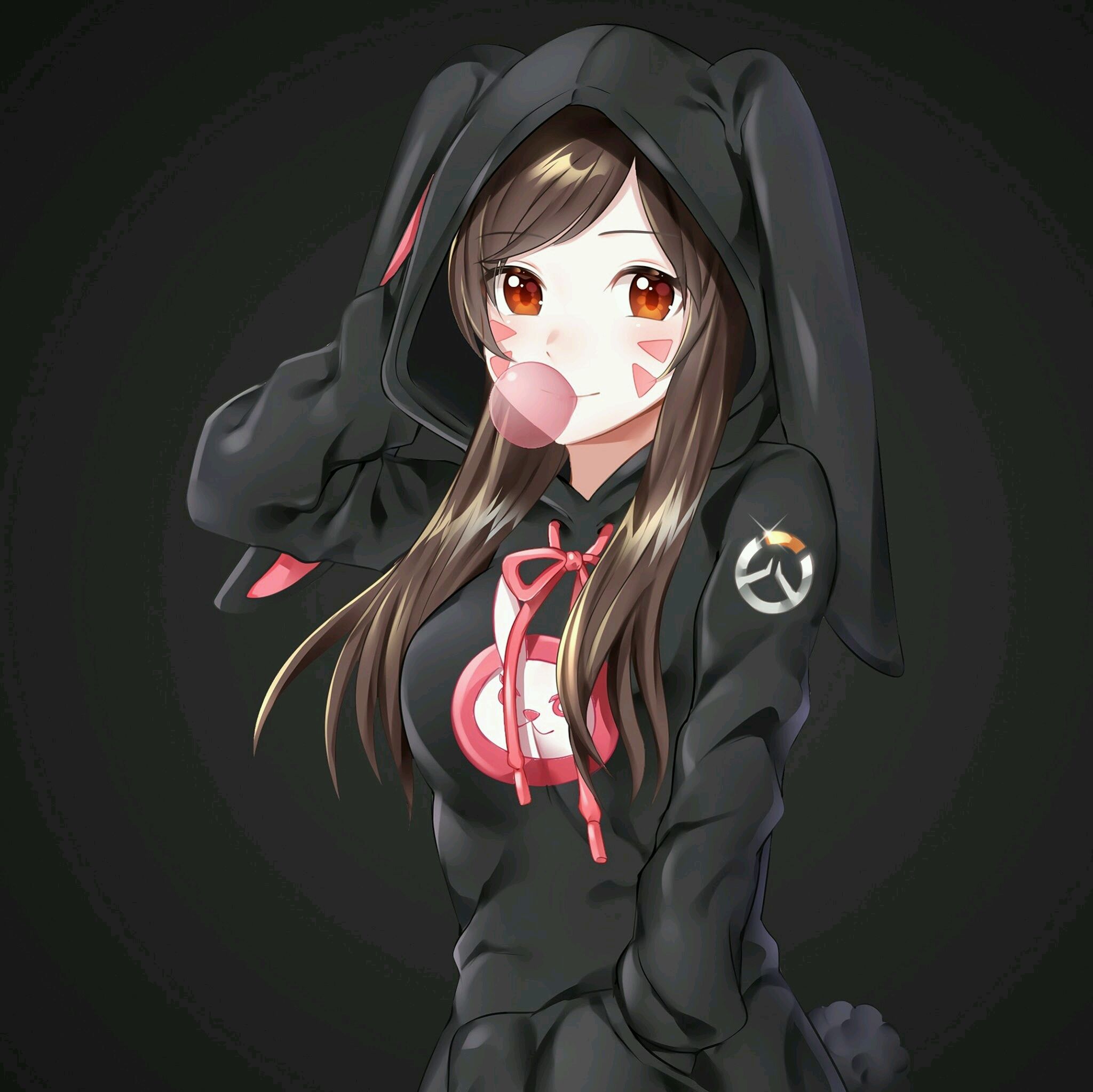Anime Girl Wearing A Hoodie Girl Wearing Black Hoodie