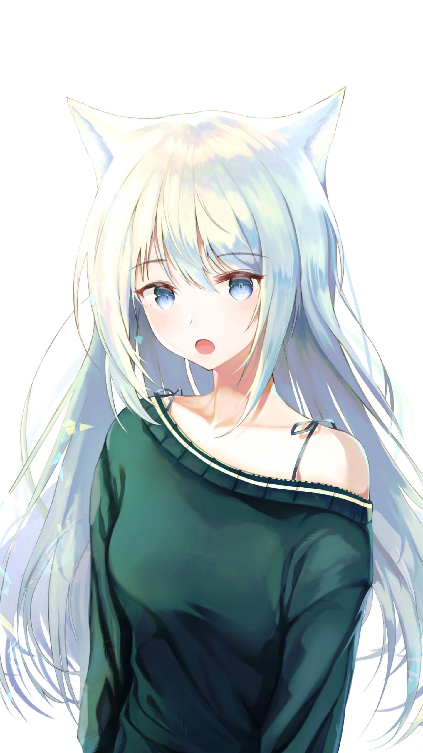Wallpaper white hair, anime girl, vampire, original desktop wallpaper, hd image, picture, background, 8ef119