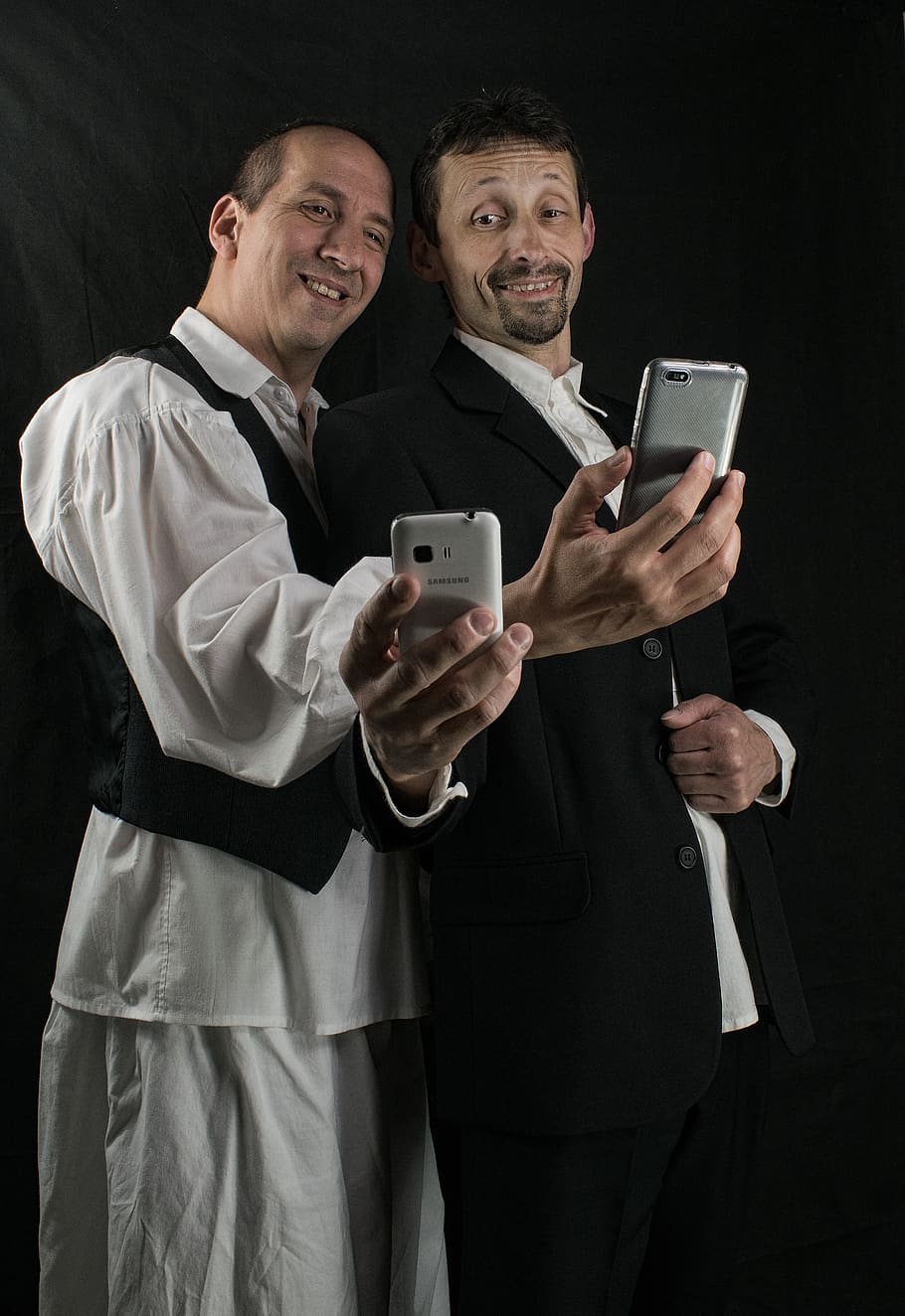 HD wallpaper: selfie, smile, photo, men, fun, peasant, pair, phone