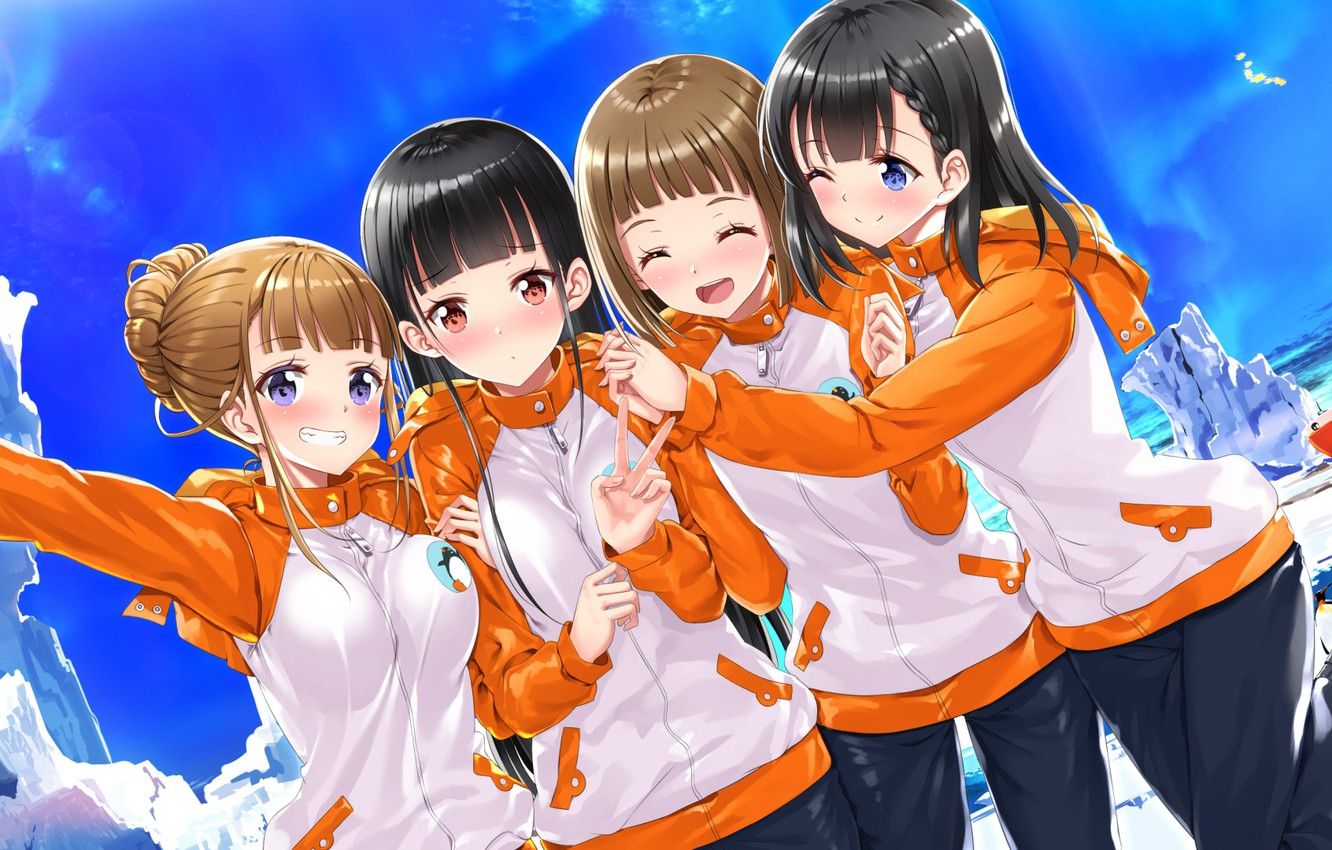 Wallpaper girls, group, anime image for desktop, section сёнэн