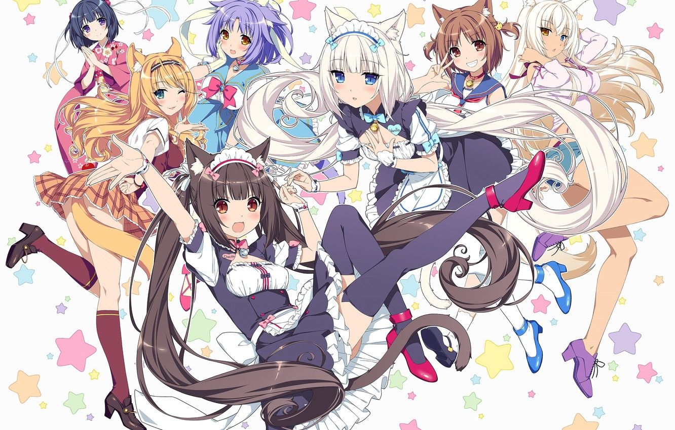 Wallpaper girls, group, anime, art, nekopara image for desktop