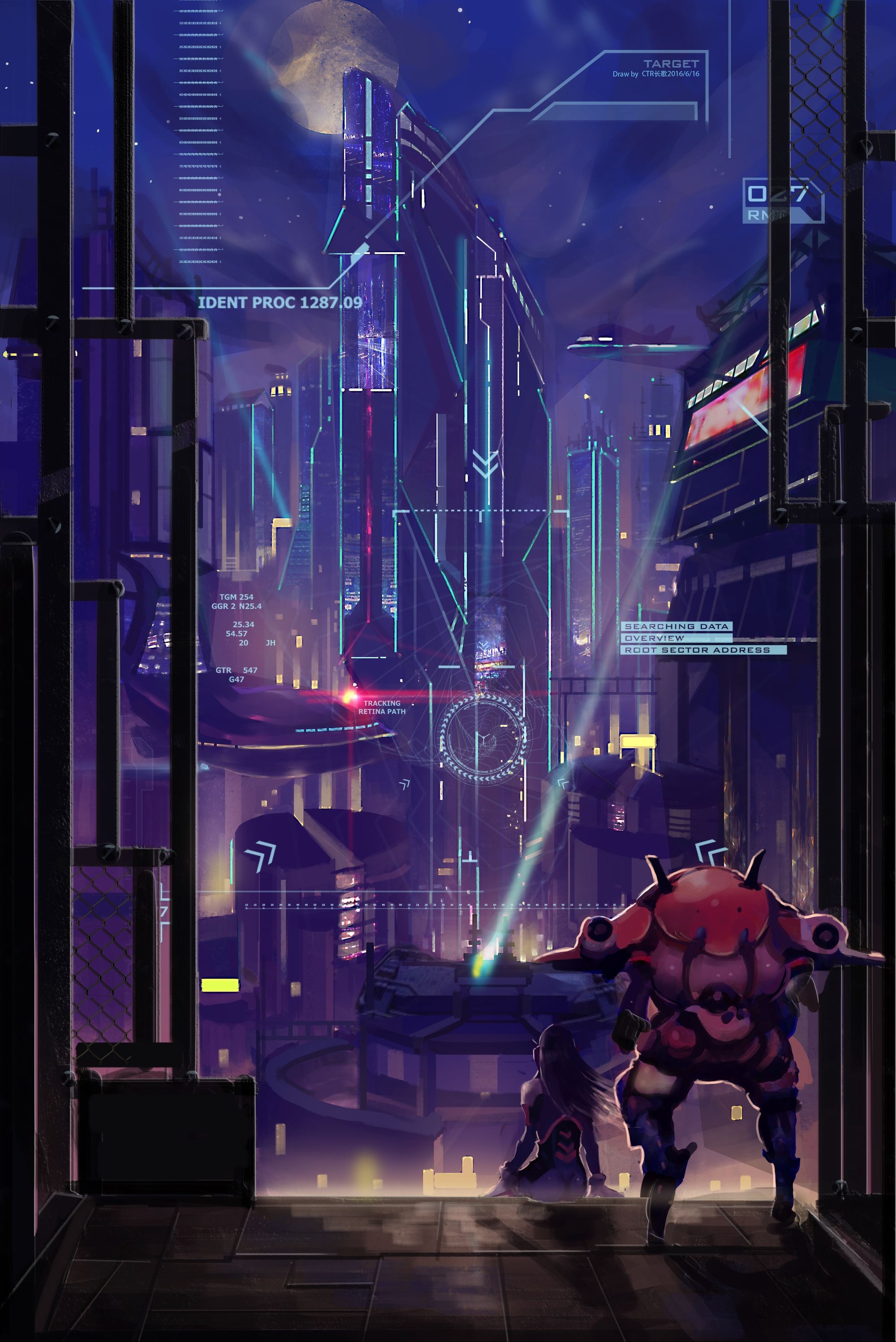Overwatch, D.va, Futuristic City, Artwork, Back View, Sci Fi
