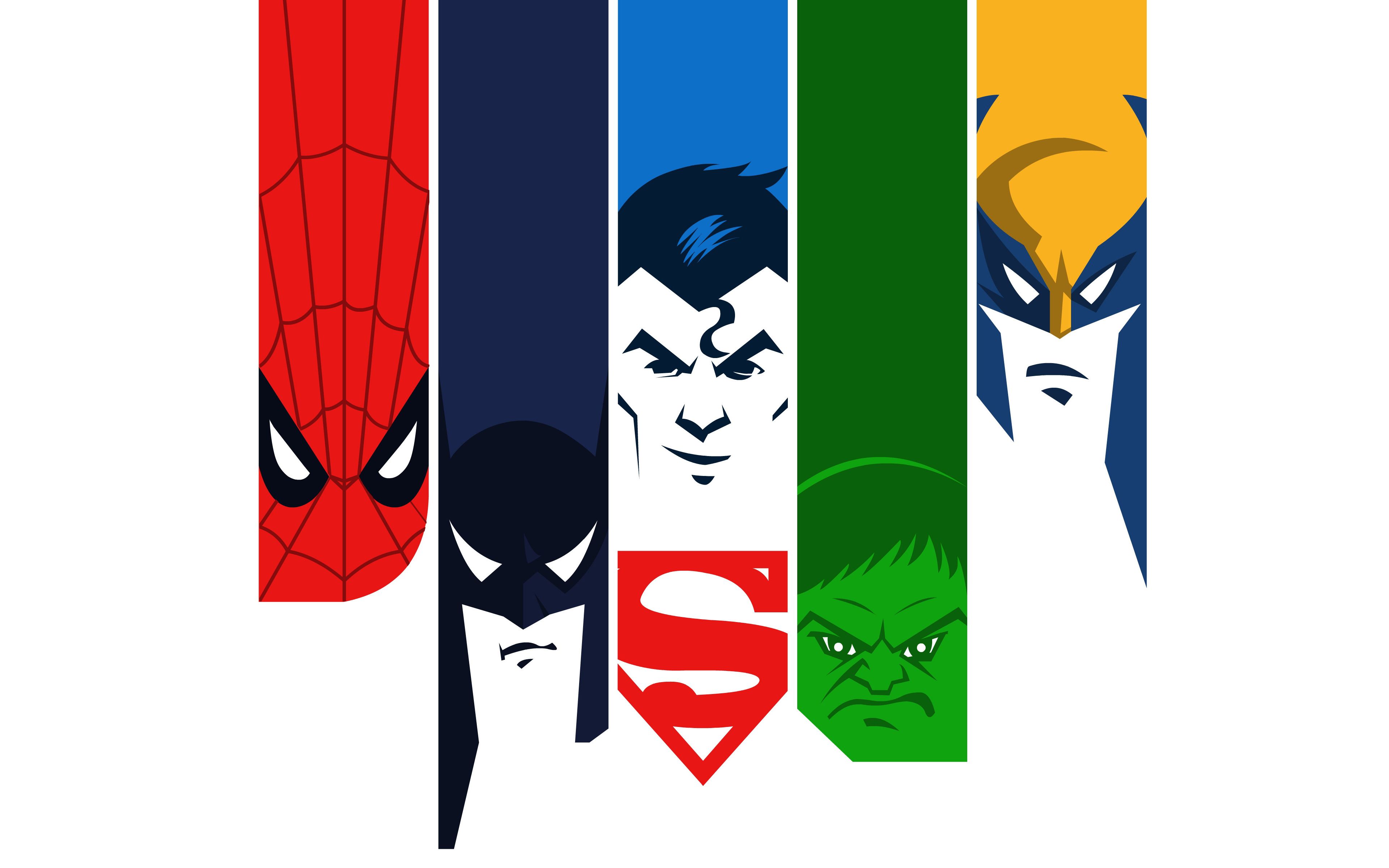 Wallpaper Super Man, Batman, Hulk, Spider Man, Wolverine