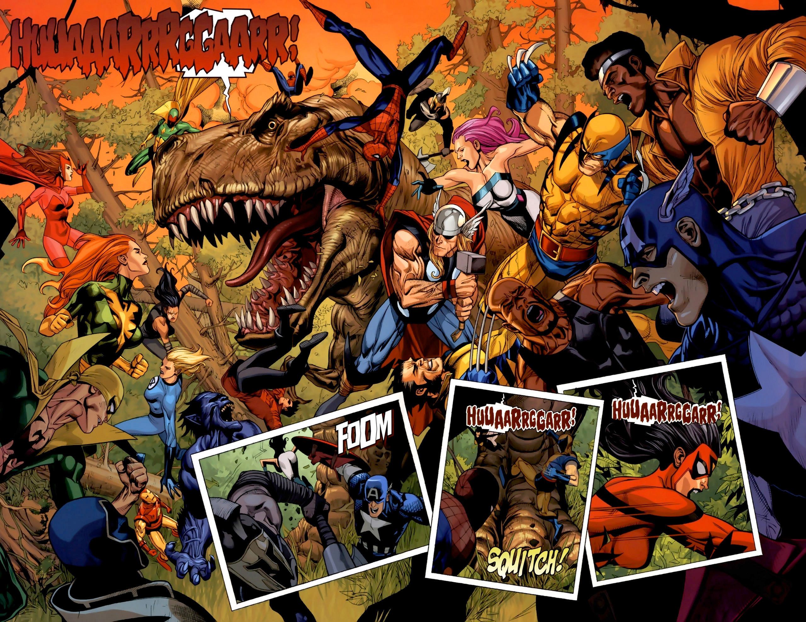 Spider Man, Captain America, Wolverine, Dinosaurs, Marvel Comics