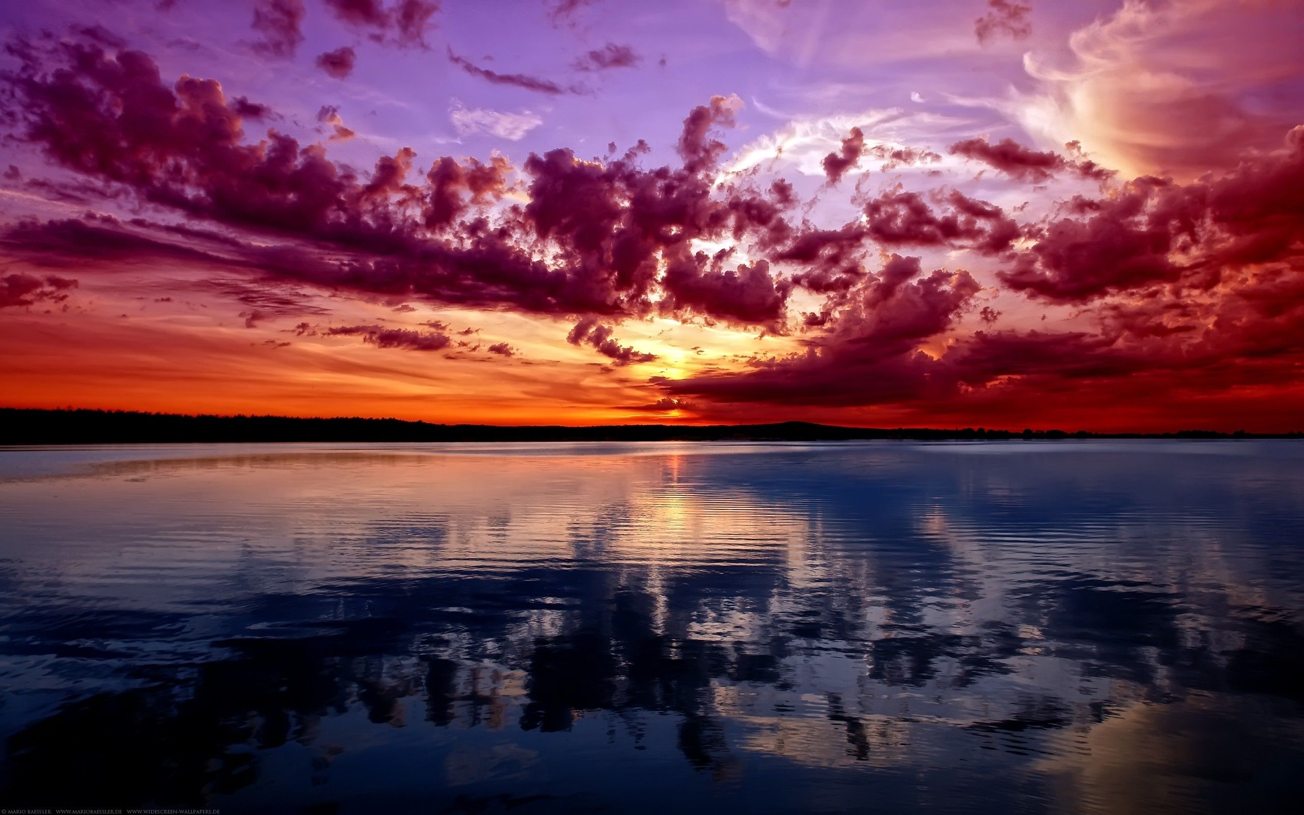 Purple Clouds Ocean & Sunset desktop PC and Mac wallpaper