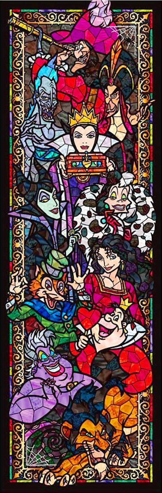 BUY GET 1 FREE! Disney Villains Stained Glass 033 Cross Stitch