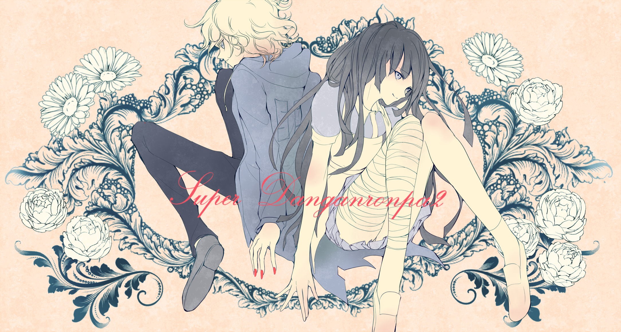 Nagito Komaeda and Mikan Tsumiki. Super Danganronpa 2