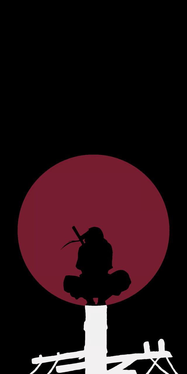 OC Yet another minimalist Itachi wallpaper. Made the moon red