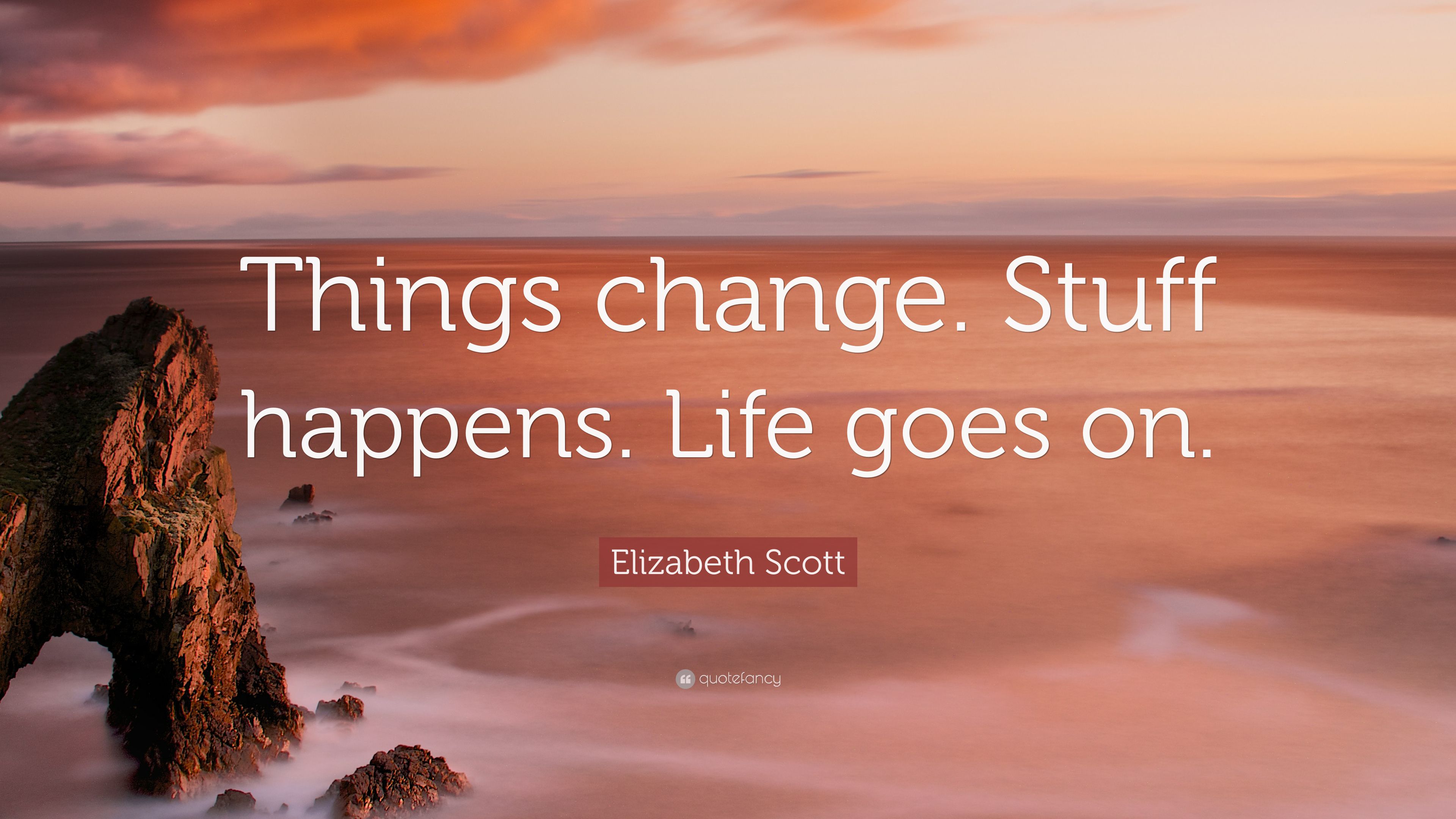 Elizabeth Scott Quote: “Things change. Stuff happens. Life goes