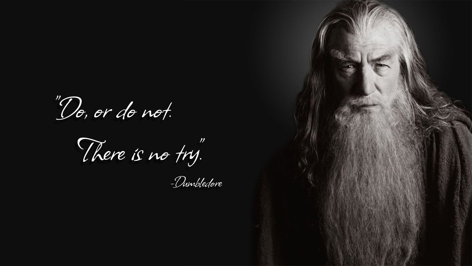 Albus Dumbledor with motivational quote text overlay HD wallpaper