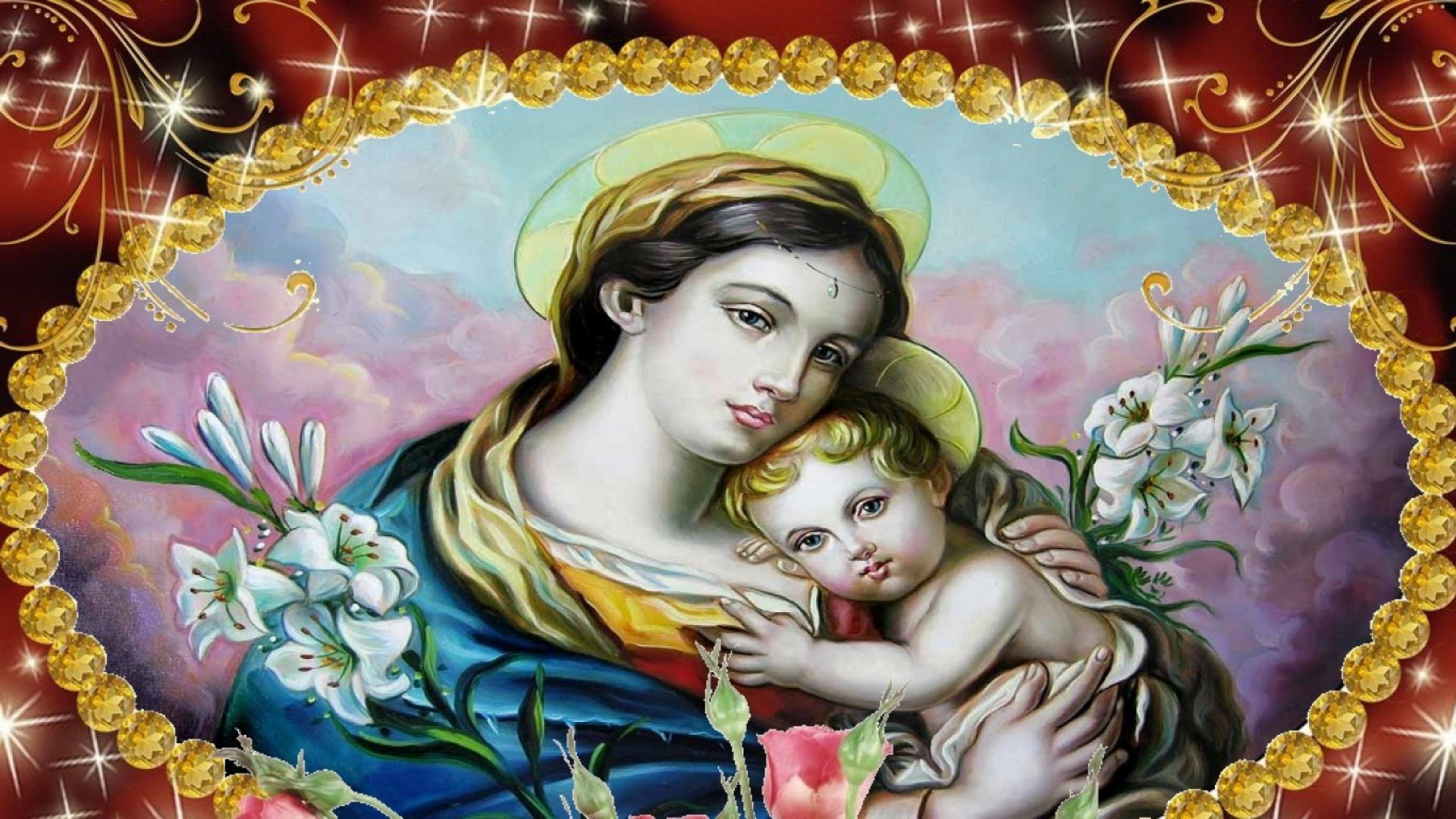 Beautiful 3D HD Image Of Mother Mary And Baby Jesus. Christian