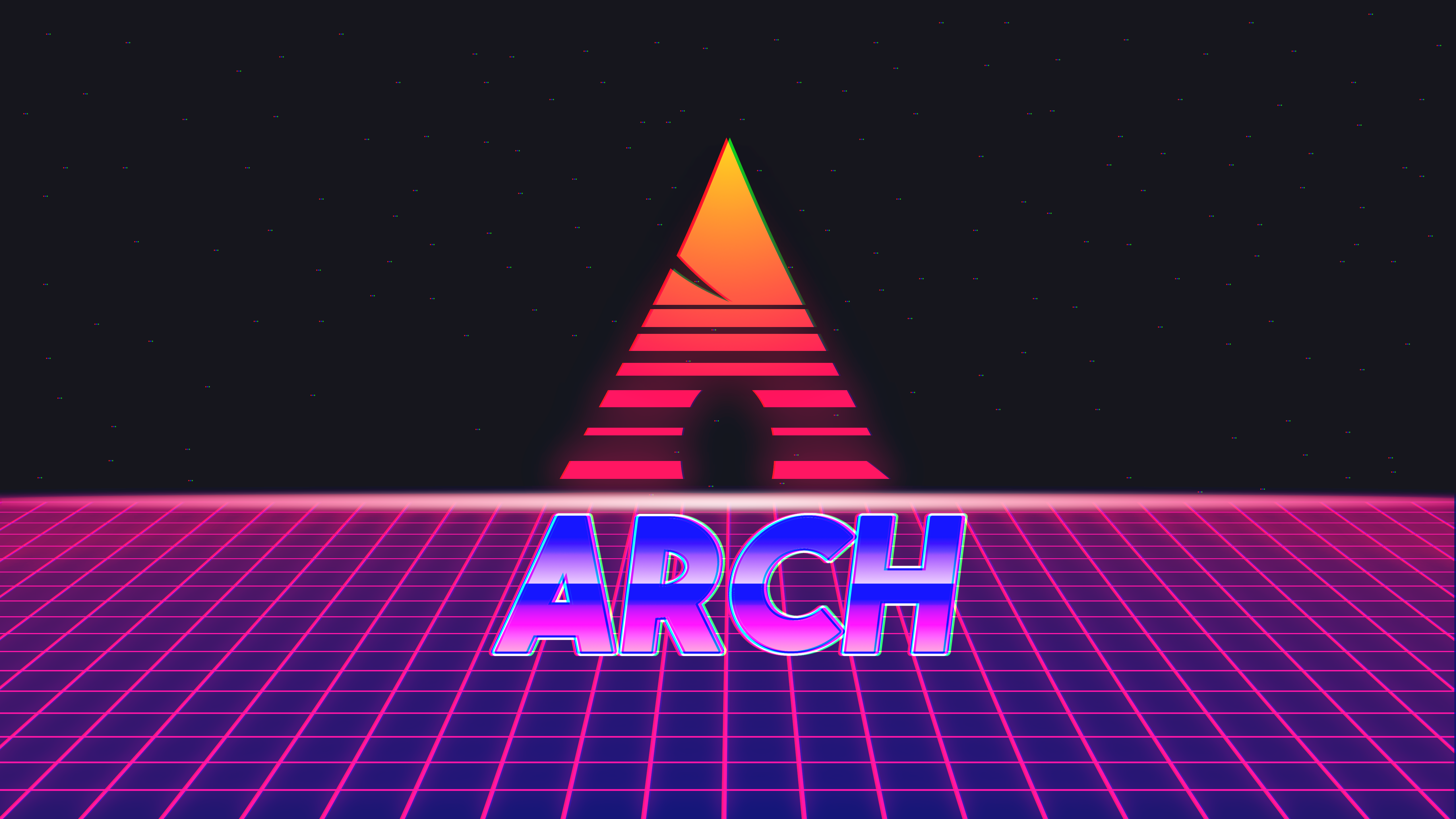 Wallpaper Synthwave Arch with GIMP
