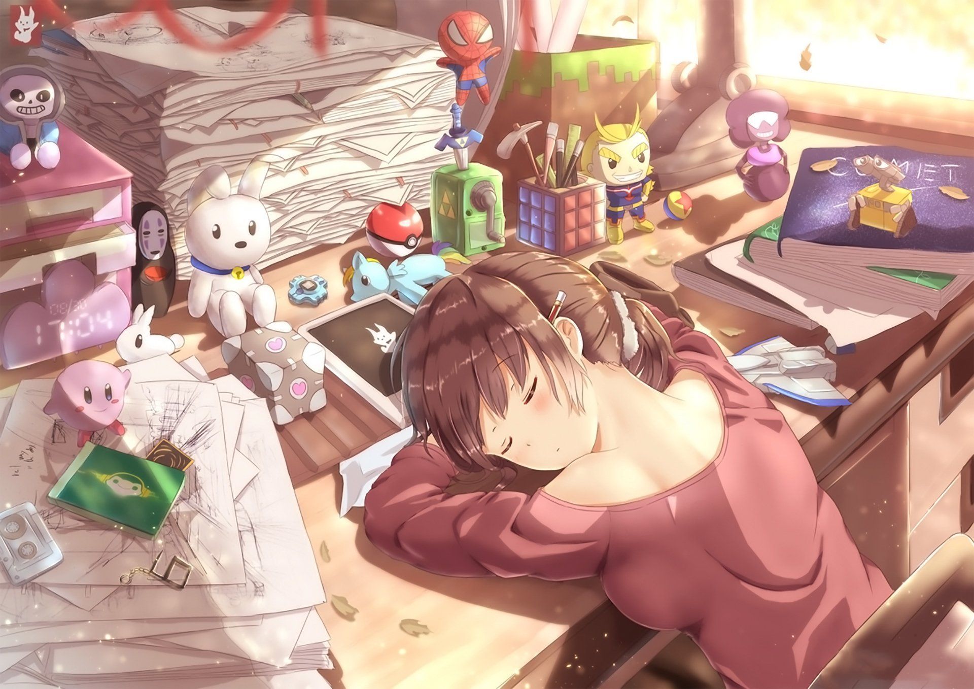 Anime Original Girl Desk Sleeping Wallpaper. Anime