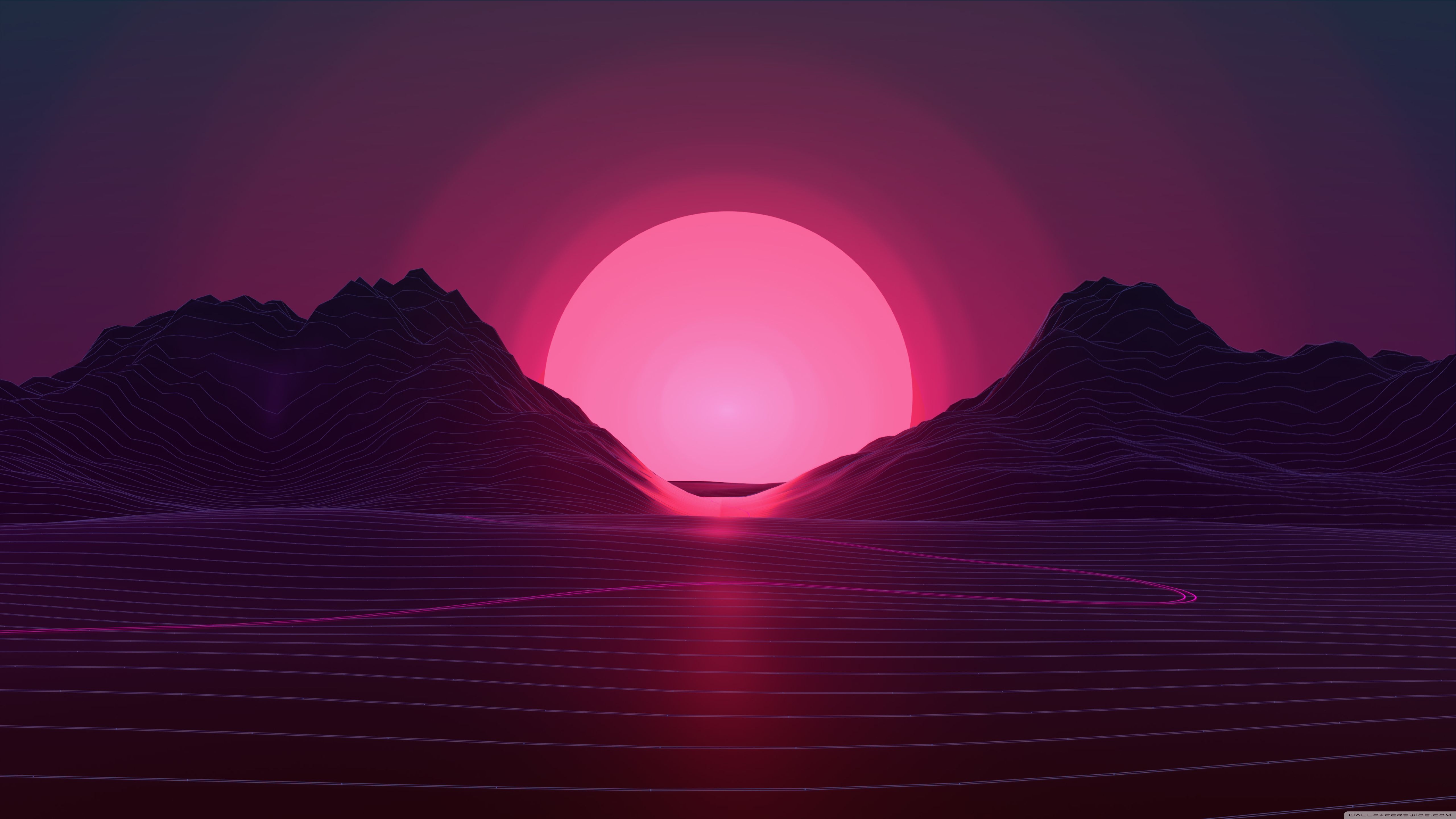 Outrun Sunset 4k Wallpaper