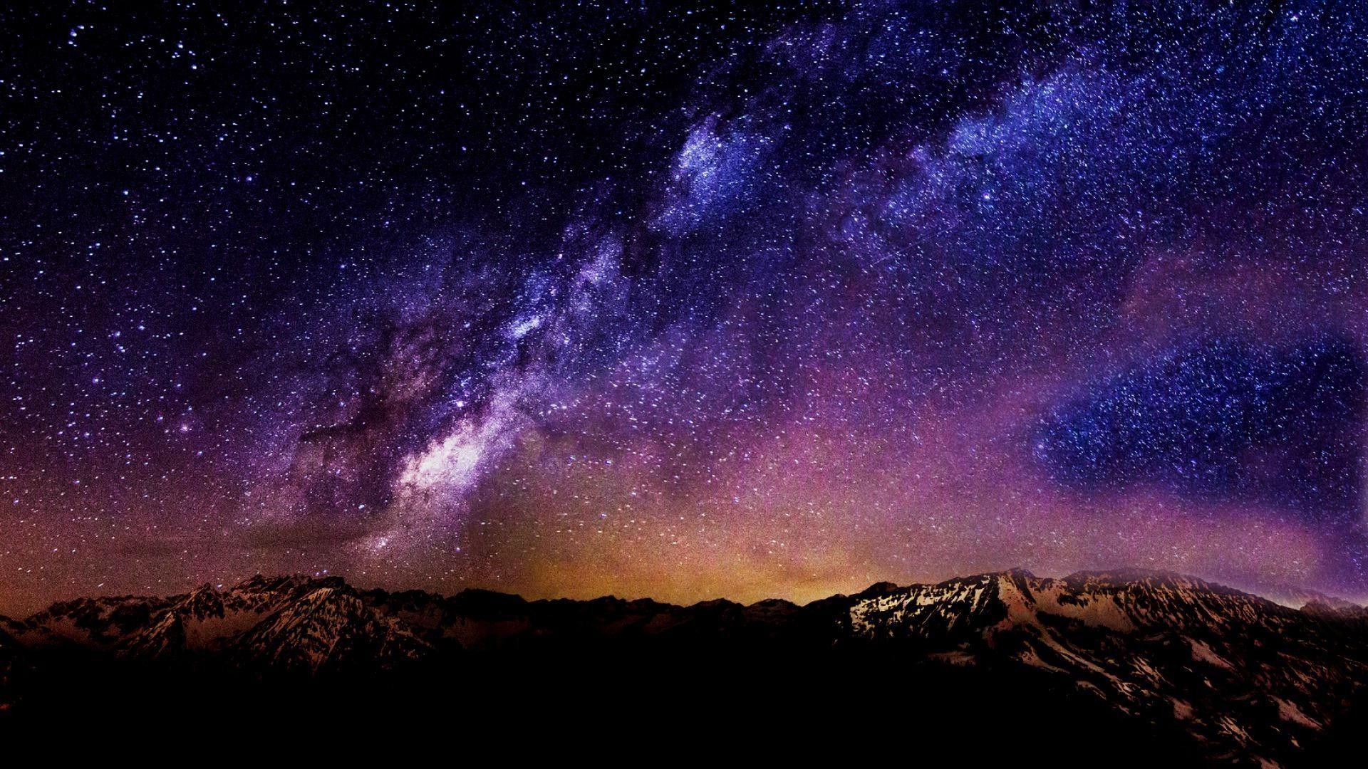 Galaxy Stars Over Mountain Wallpapers Wallpaper Cave