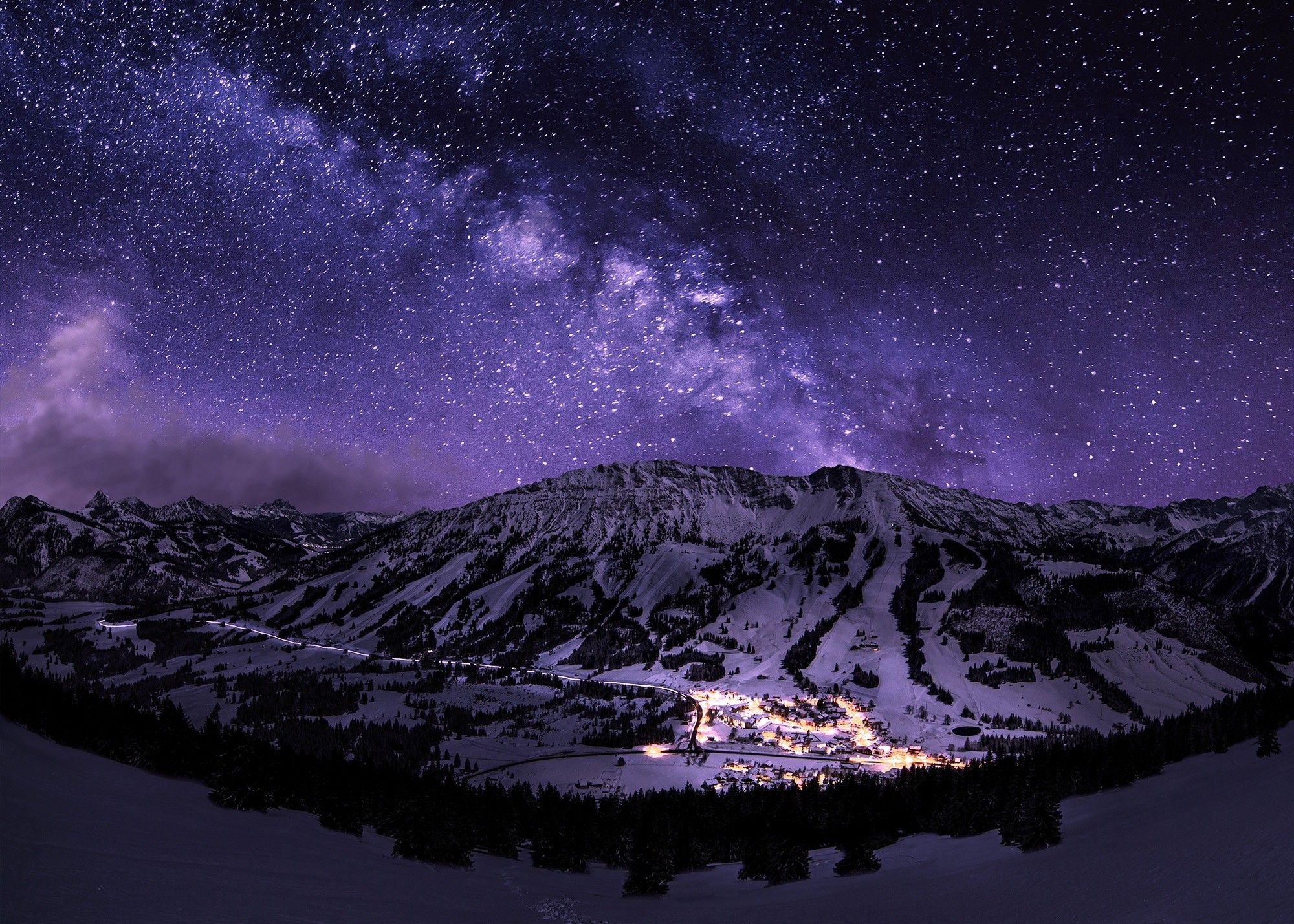 Galaxy Stars Over Mountain Wallpapers Wallpaper Cave