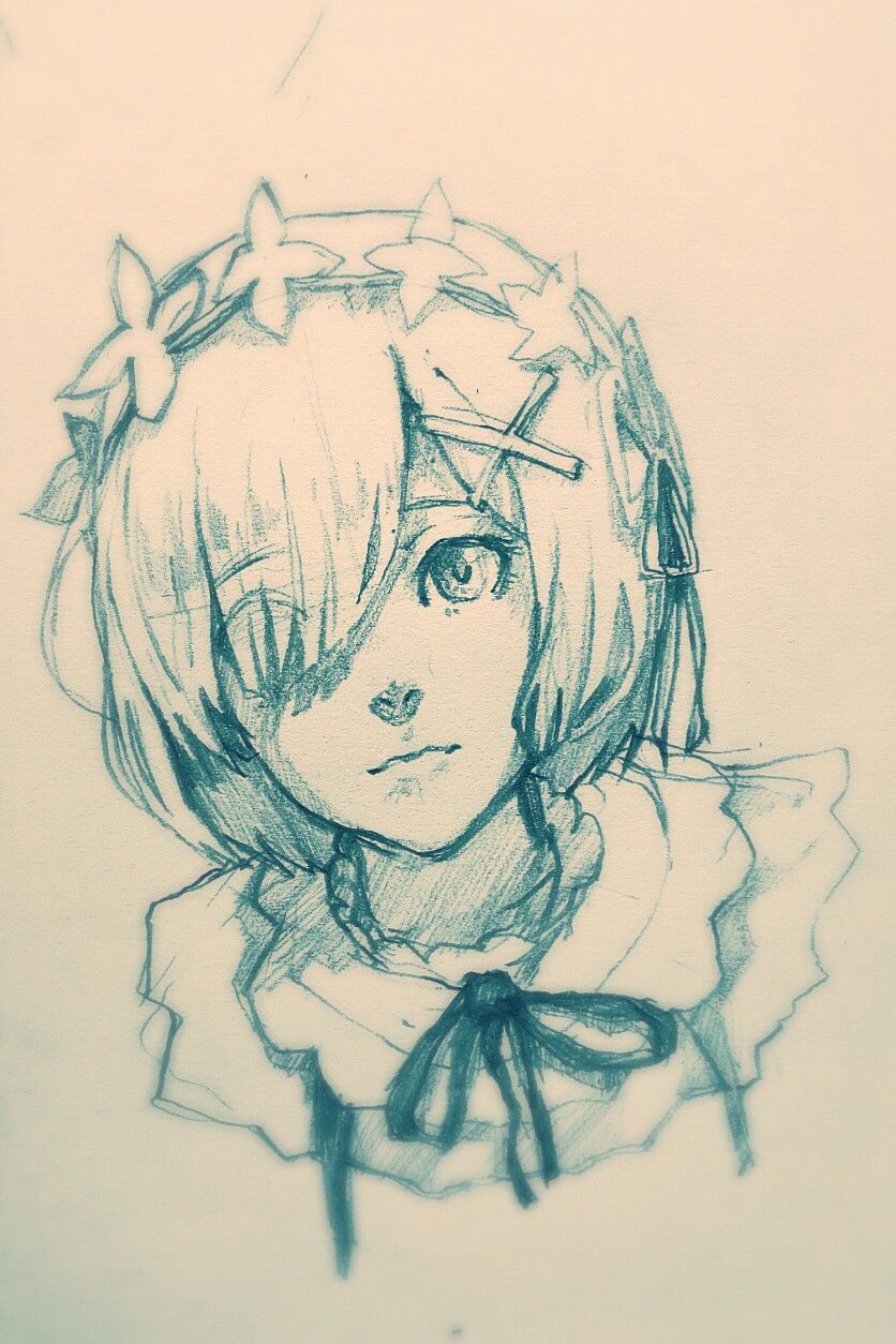 Re:zero, Rem. Anime drawings, Anime sketch, Sketches