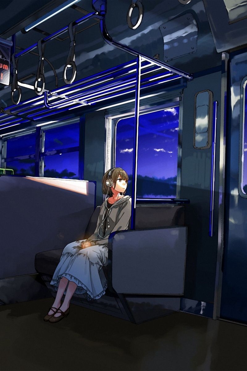 Wallpaper Kurono Kuro, Girl, Wagon, Sad, Anime Anime