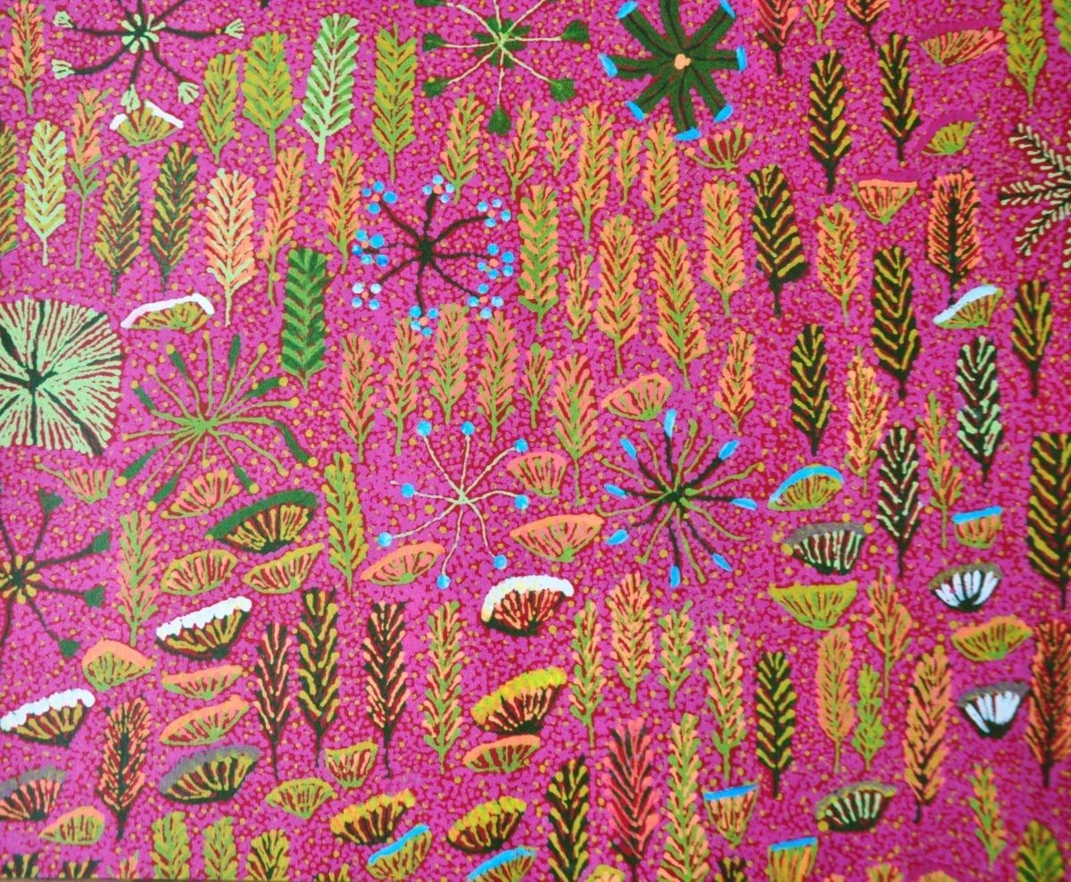 Betty' Aboriginal art wallpaper in pink