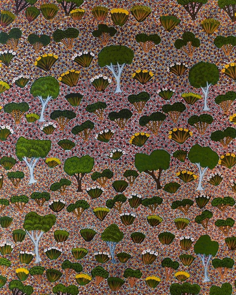Lilly' Aboriginal art wallpaper in green