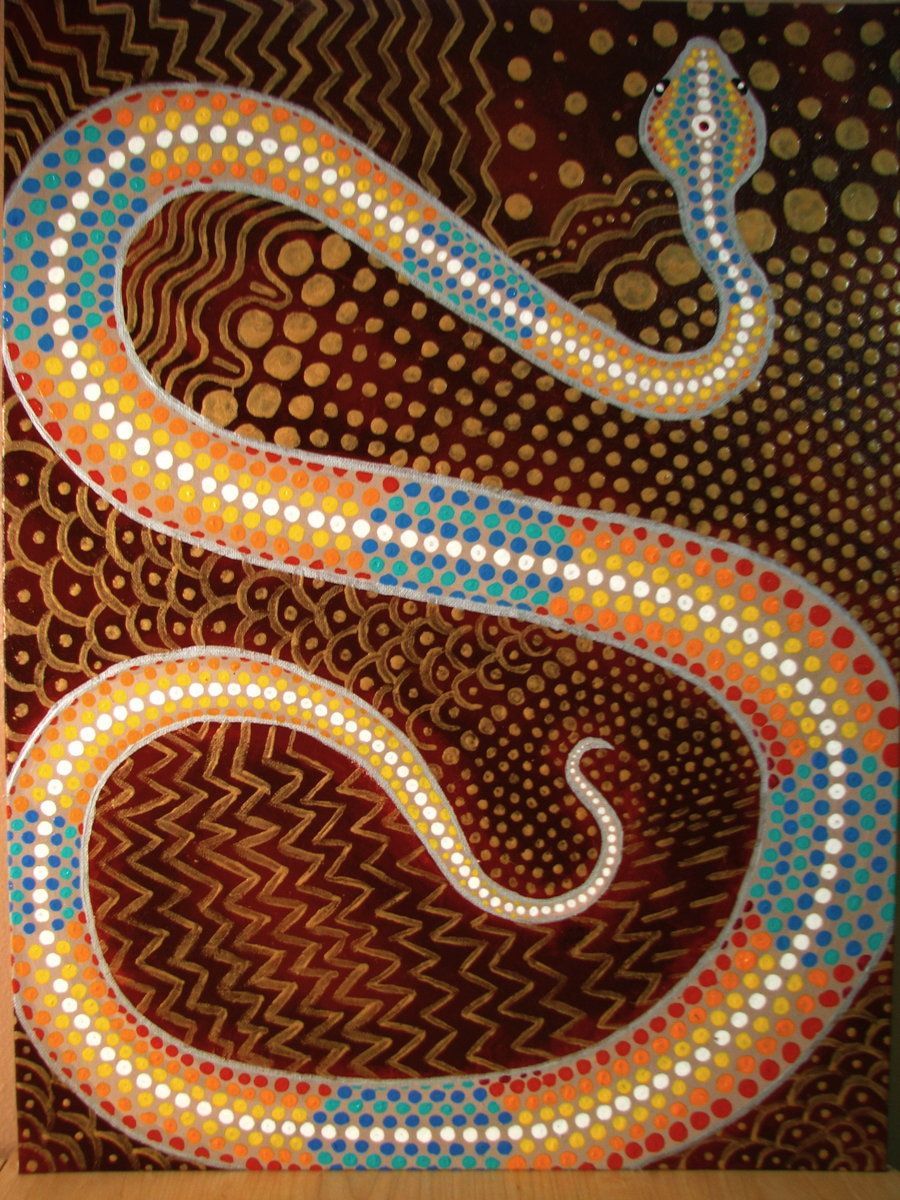 traditional artwork with animals. Aboriginal Snake